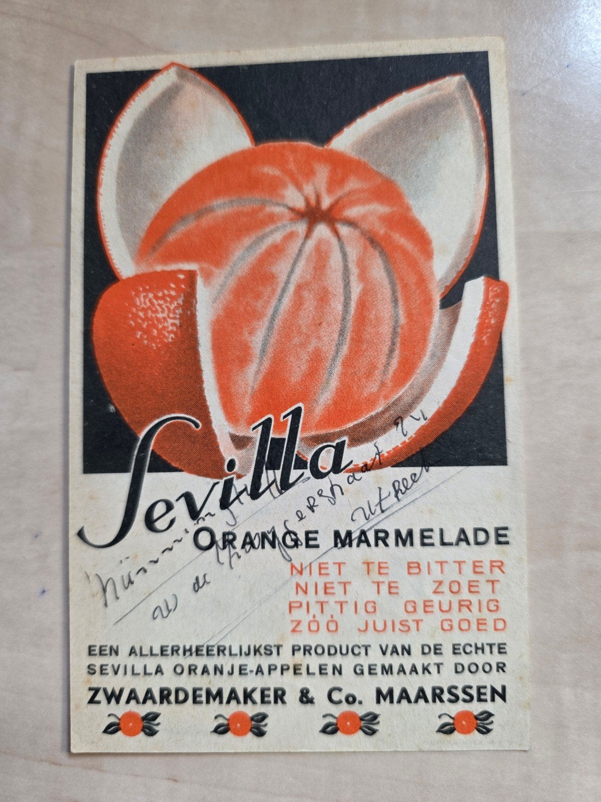 223) ORIGINELE RECLAME SEVILLA ZWAARDEMAKER MAARSSEN JAREN, Verzamelen, Ophalen of Verzenden, Gebruikt, Overige typen