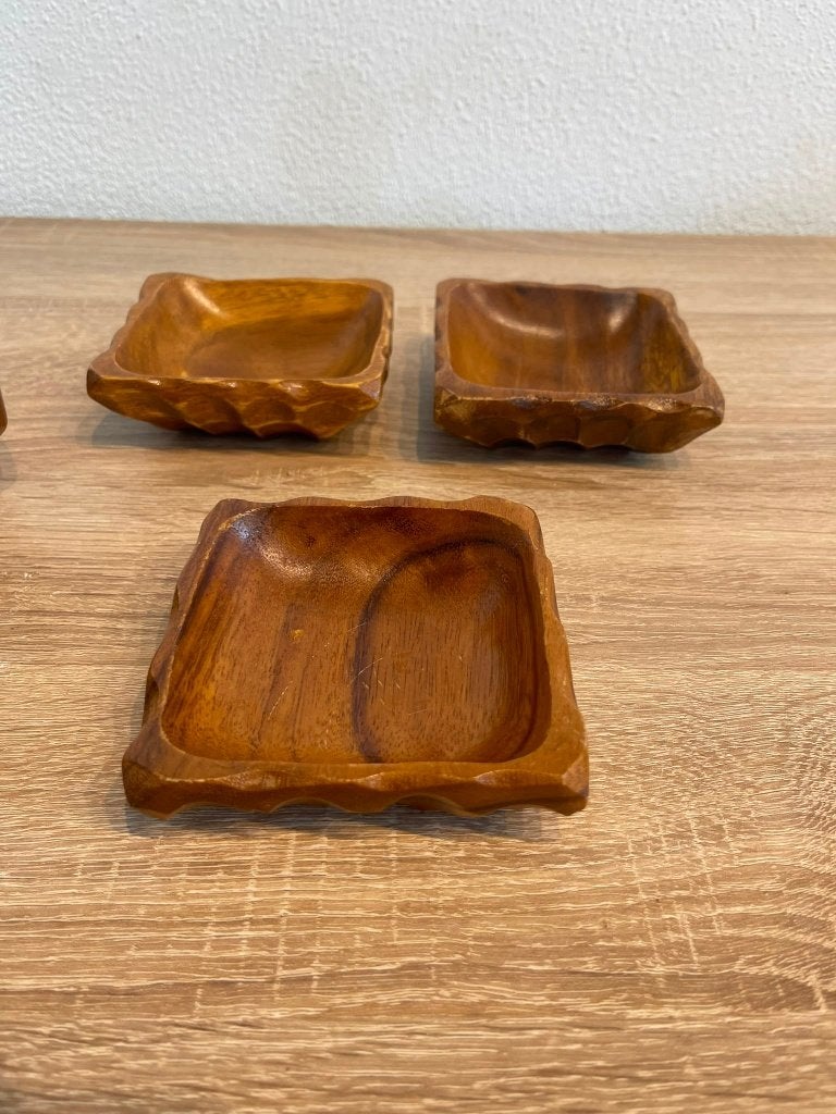 Vintage Monkey Pod Houten Schaaltjes Set 4-delig Philippines, Ophalen of Verzenden