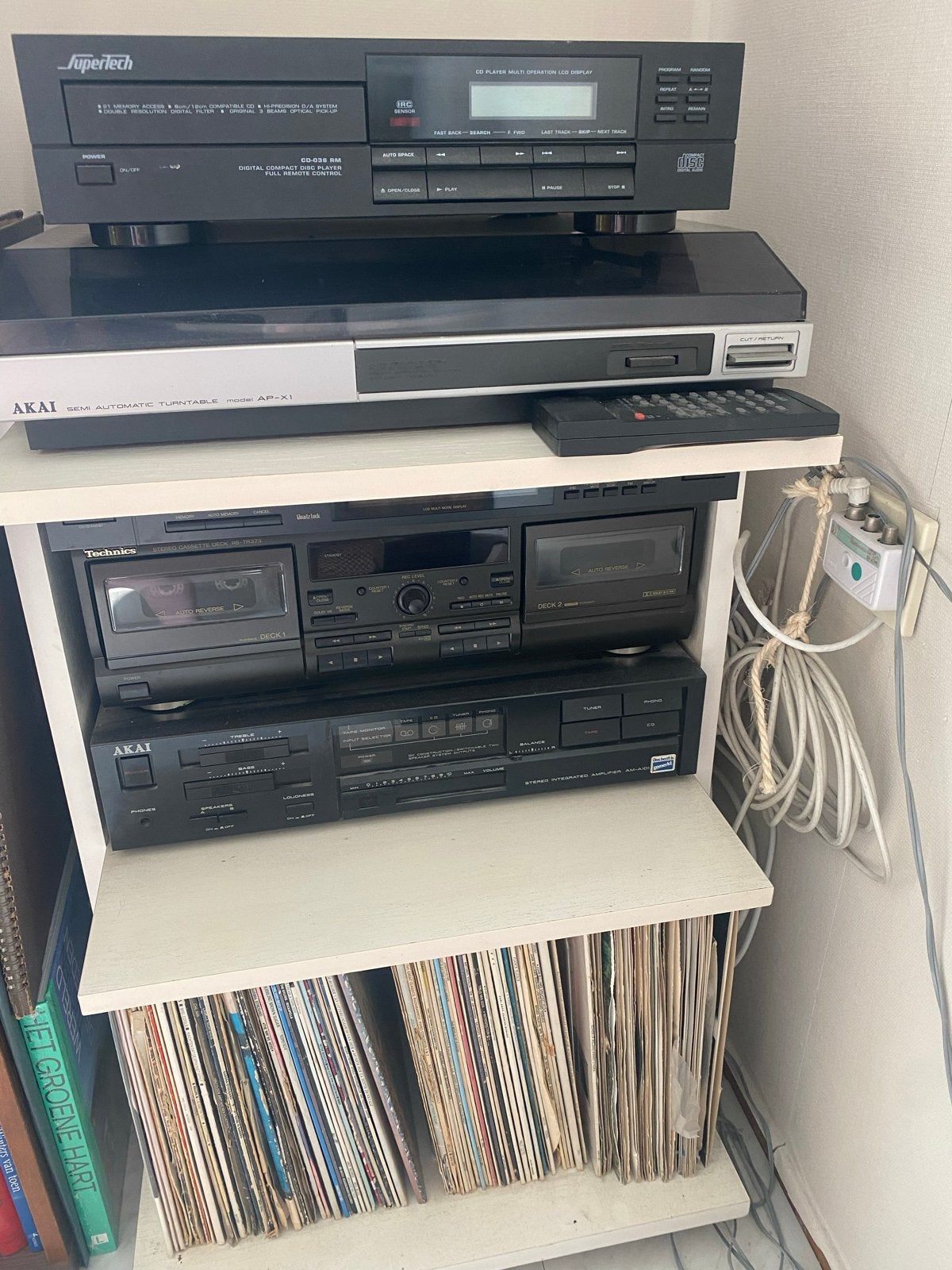 Vintage Akai, Technics, Supertech Hifi Set met Sony Speakers, Audio, Tv en Foto, Gebruikt, Verzenden, Cassettedeck, Losse componenten