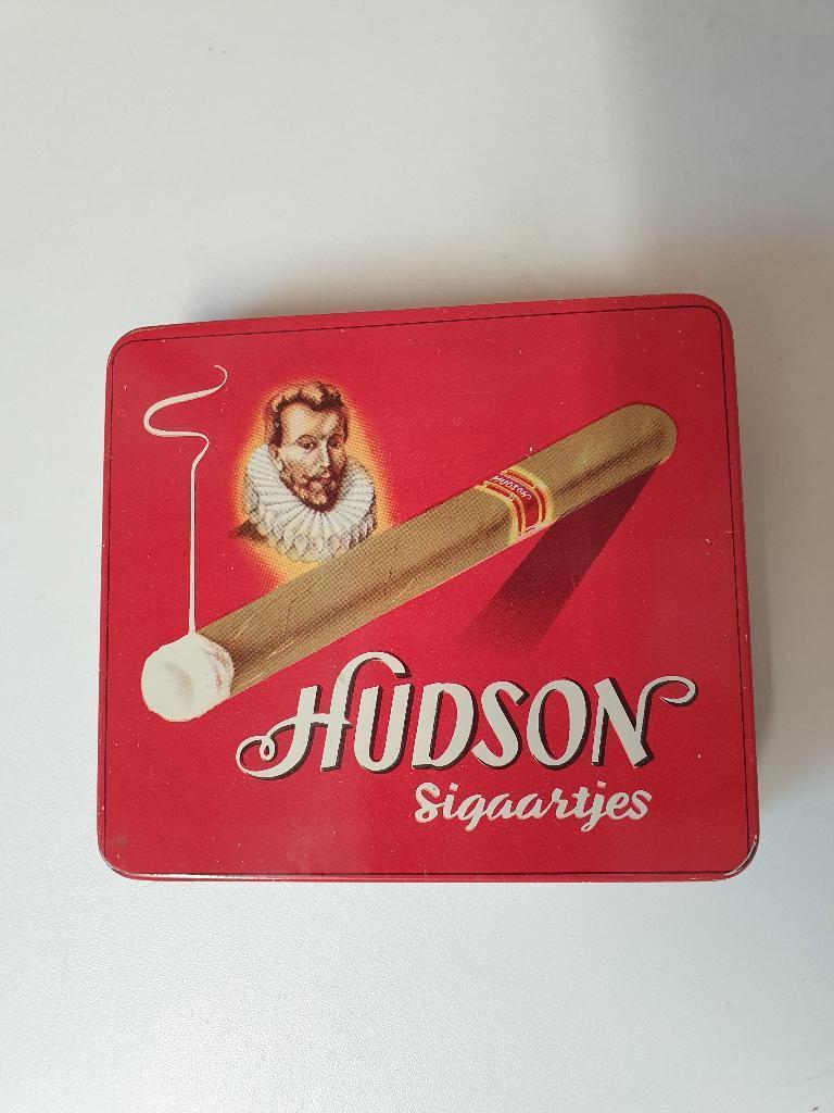Blikken Sigarendoosje - Hudson Sigaartjes, Ophalen of Verzenden, Gebruikt, Tabaksdoos of Verpakking