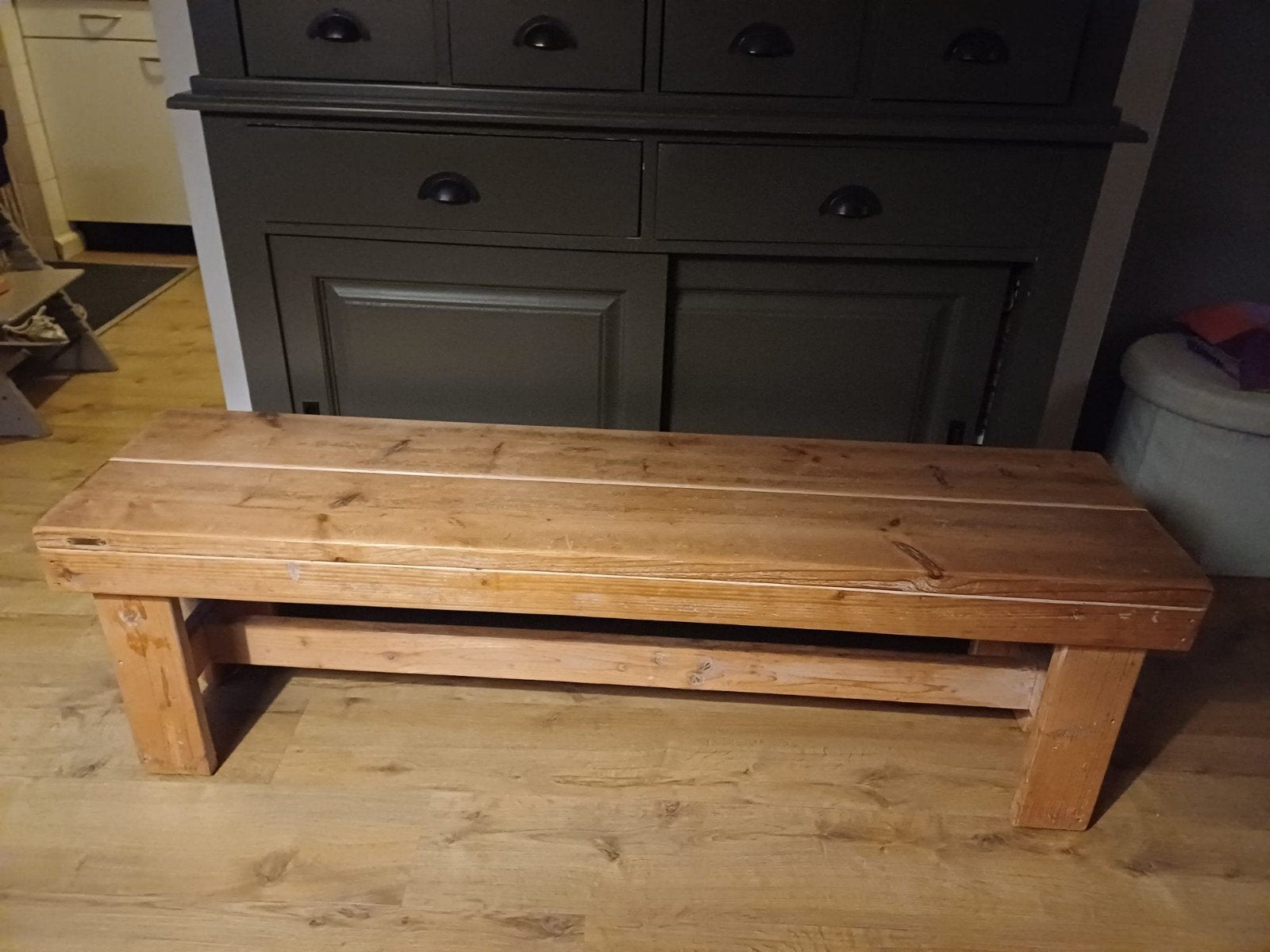 steigerhouten bankje, Ophalen, Gebruikt, Hout