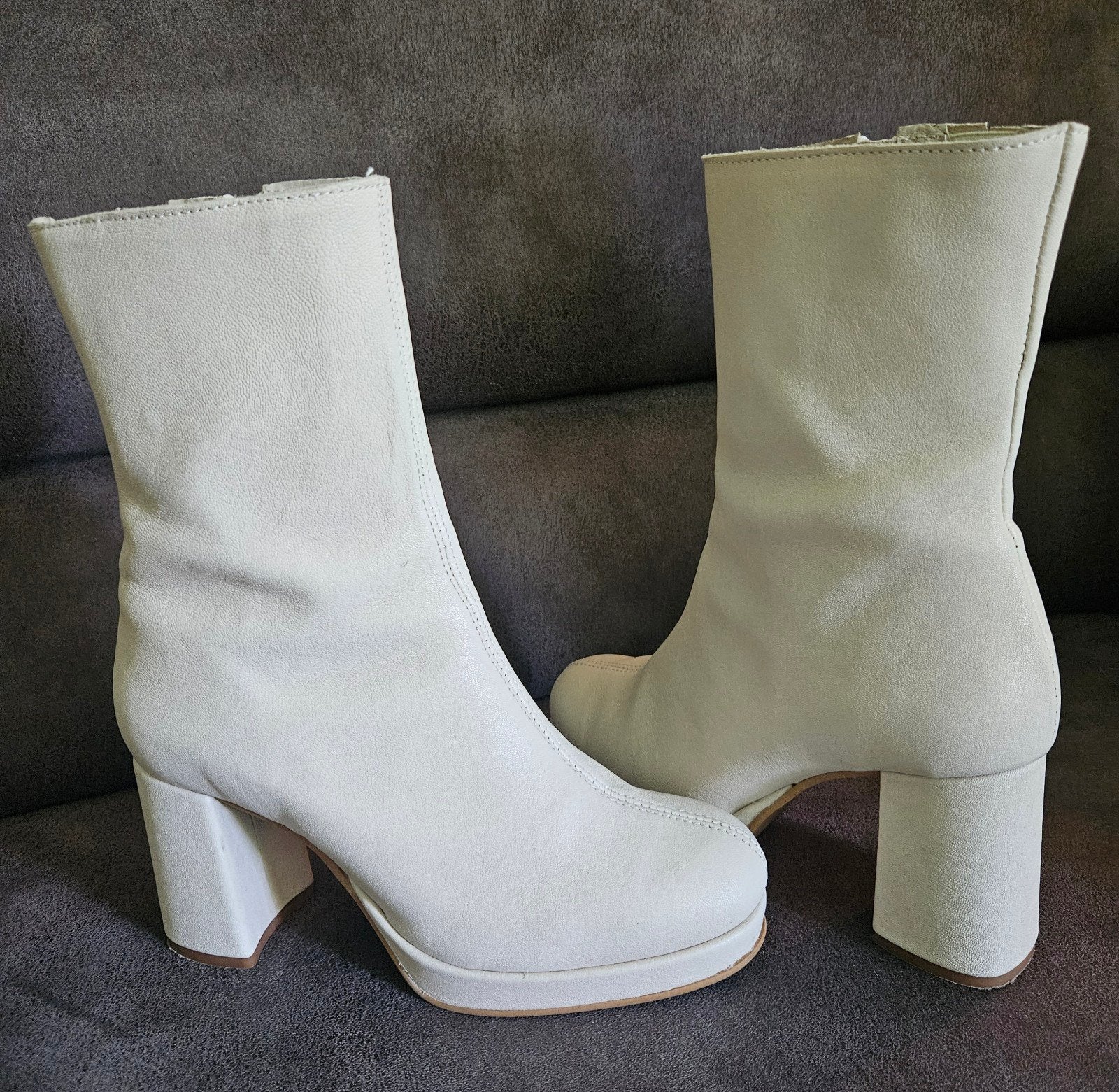 Tango Nadine 5-P Enkellaarsjes Plateauzool Off-White maat 38, Ophalen, Zo goed als nieuw, Wit