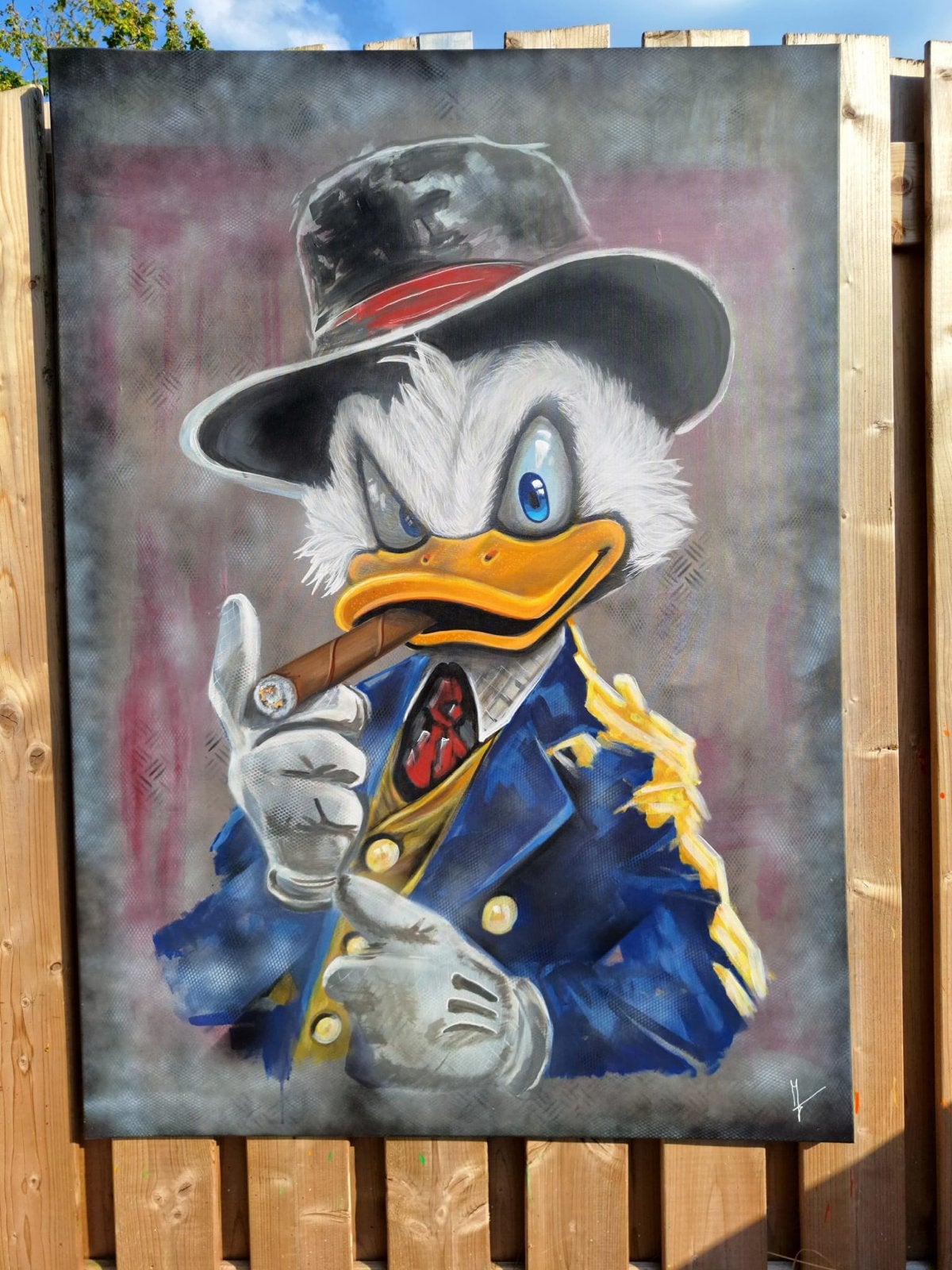 Dagobert Duck - Uniek Handgeschilderd Kunstwerk, Acrylverf, Handgeschilderd, Ophalen of Verzenden, Stripfiguren/cartoons