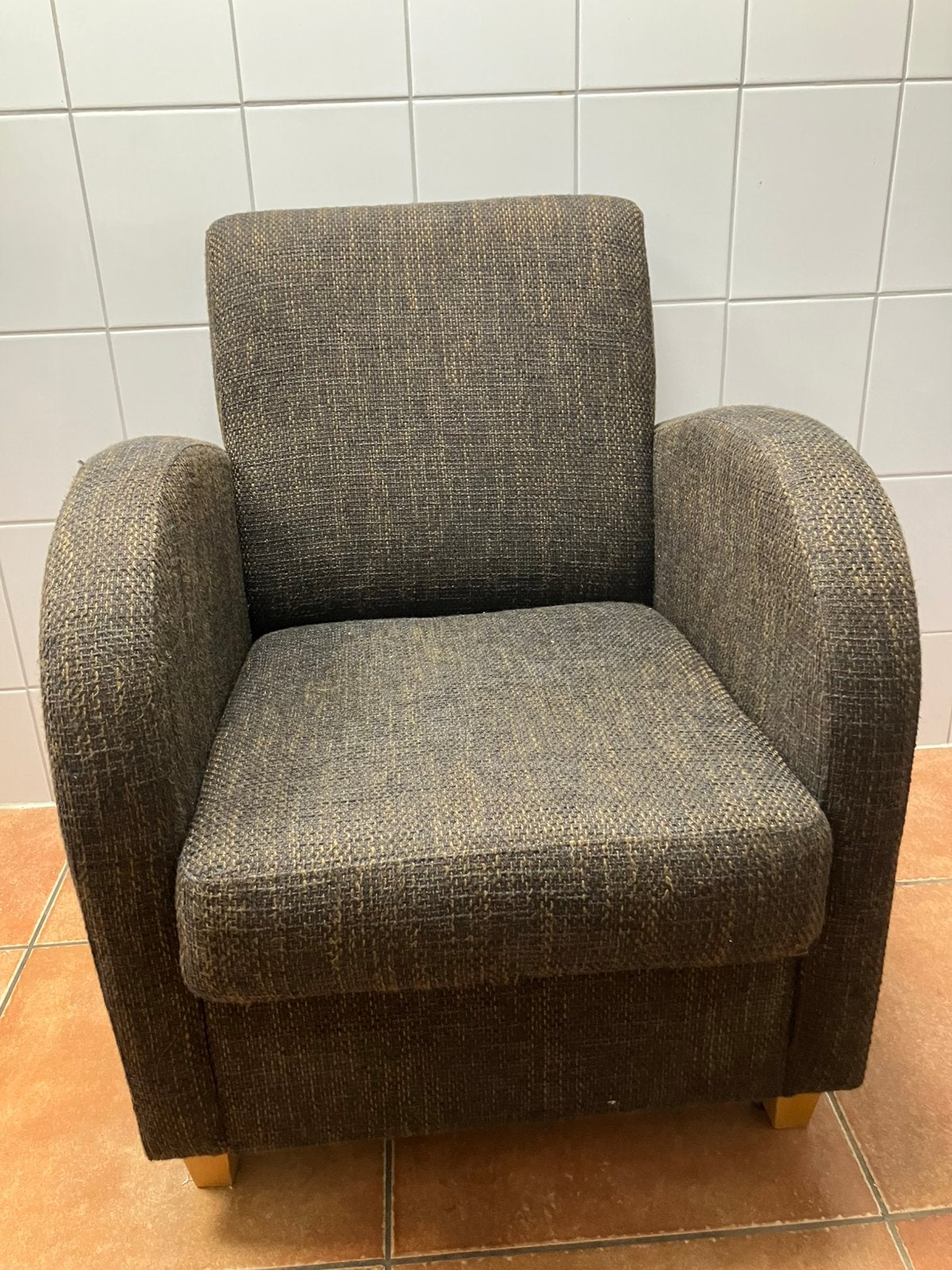 Luxe zitstoel zwart/goud/blauw, Ophalen, Zo goed als nieuw