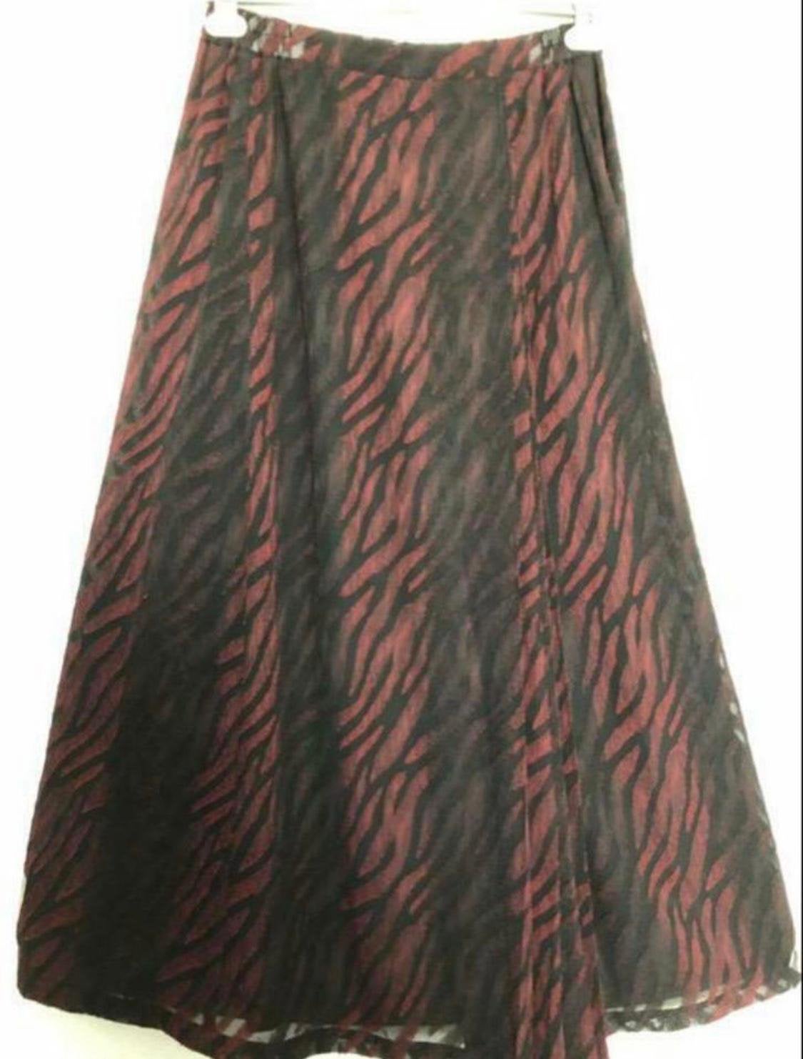 Maat 40 - lange rok met plooien - bordeaux / zwart, Kleding | Dames, Rokken, Maat 38/40 (M), Zwart, Ophalen of Verzenden, Zo goed als nieuw