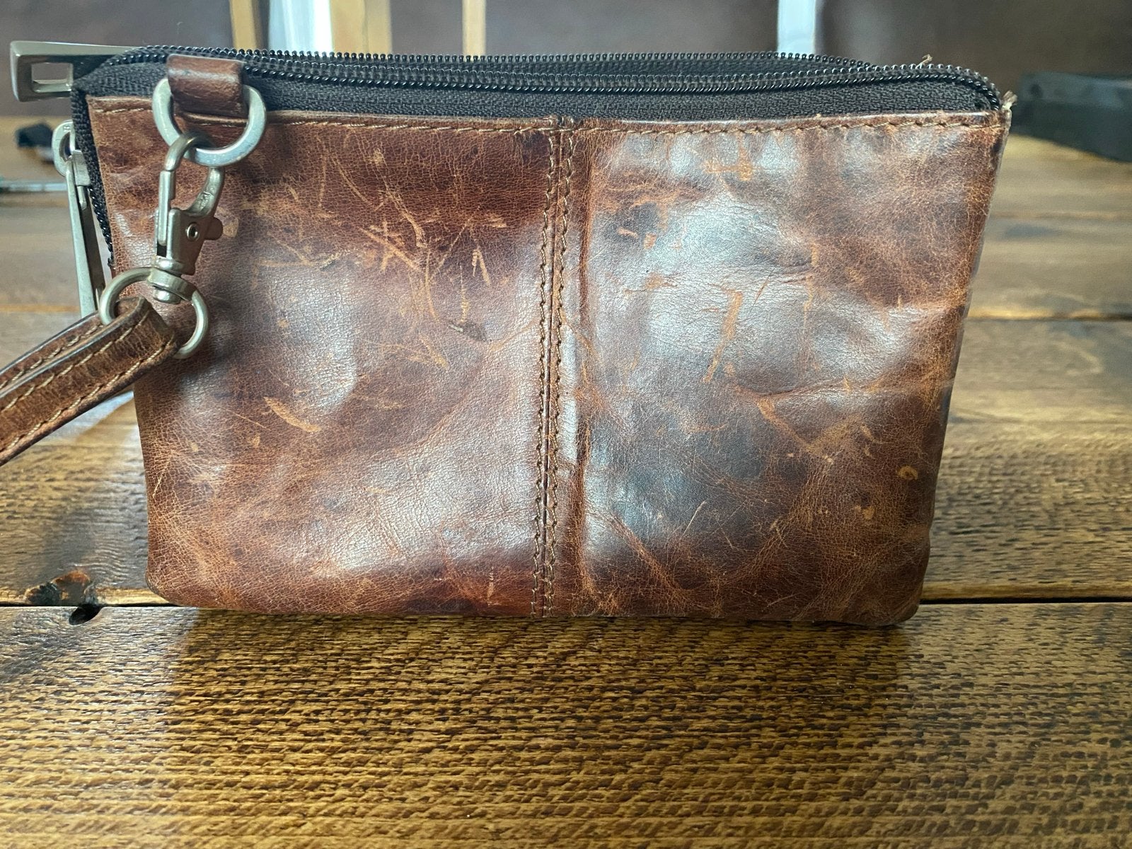 Leren polstasje / clutch - Bruin, Ophalen of Verzenden, Zo goed als nieuw, Bruin, Avondtasje