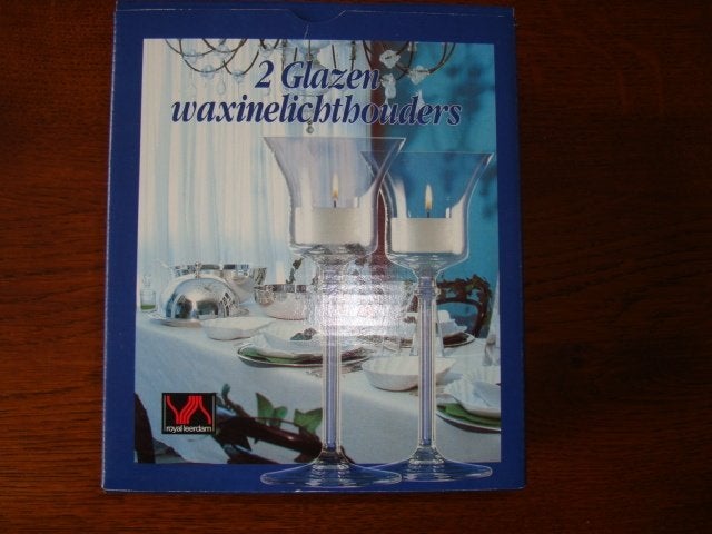 2 Glazen Waxinelichthouders Merk: Royal Leerdam Nieuw, Ophalen of Verzenden, Nieuw, Overige materialen