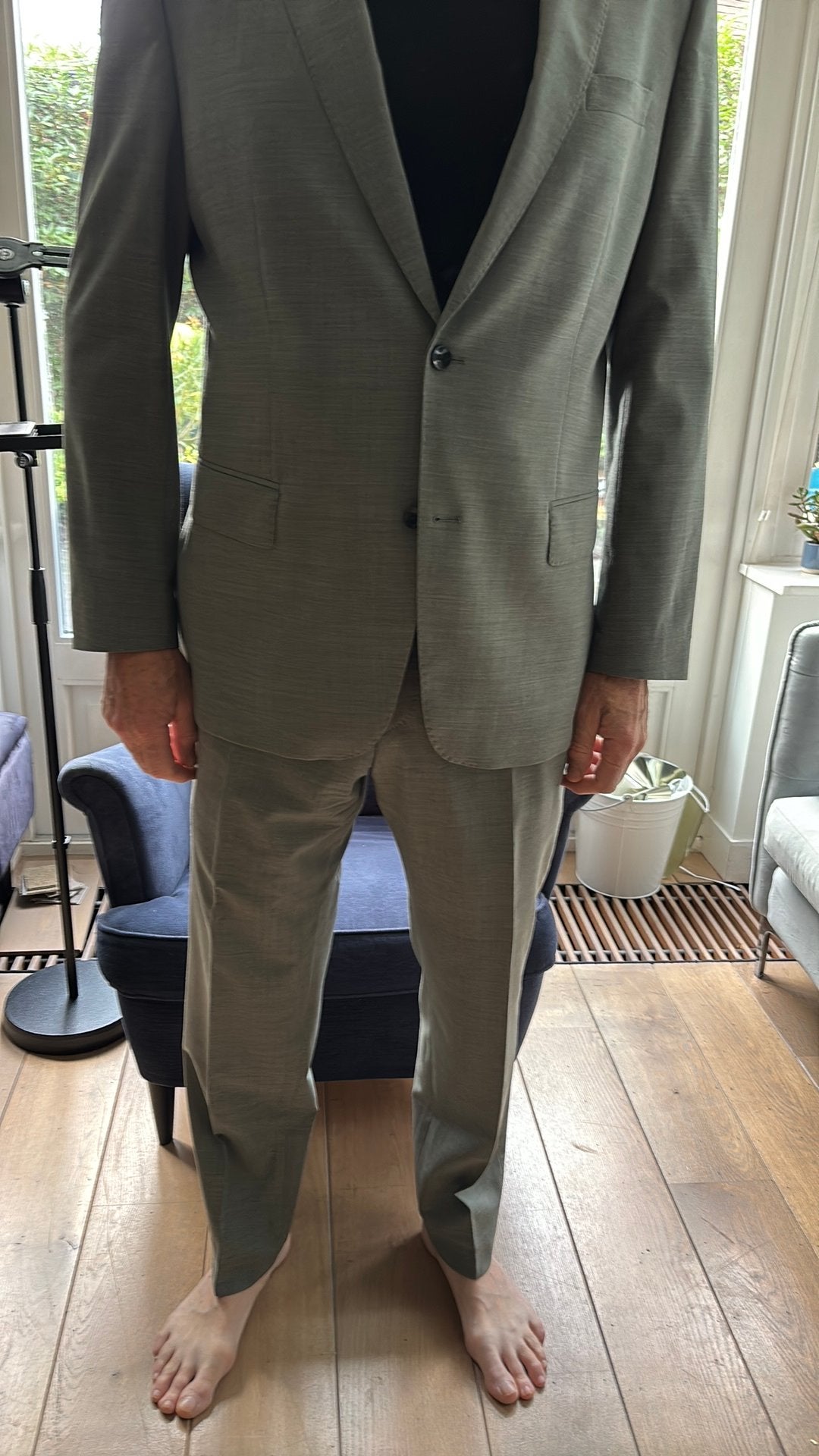3 delig kostuum/ pak Boss heren maat 56 grijs/groen, Ophalen of Verzenden, Zo goed als nieuw, Maat 56/58 (XL), Grijs