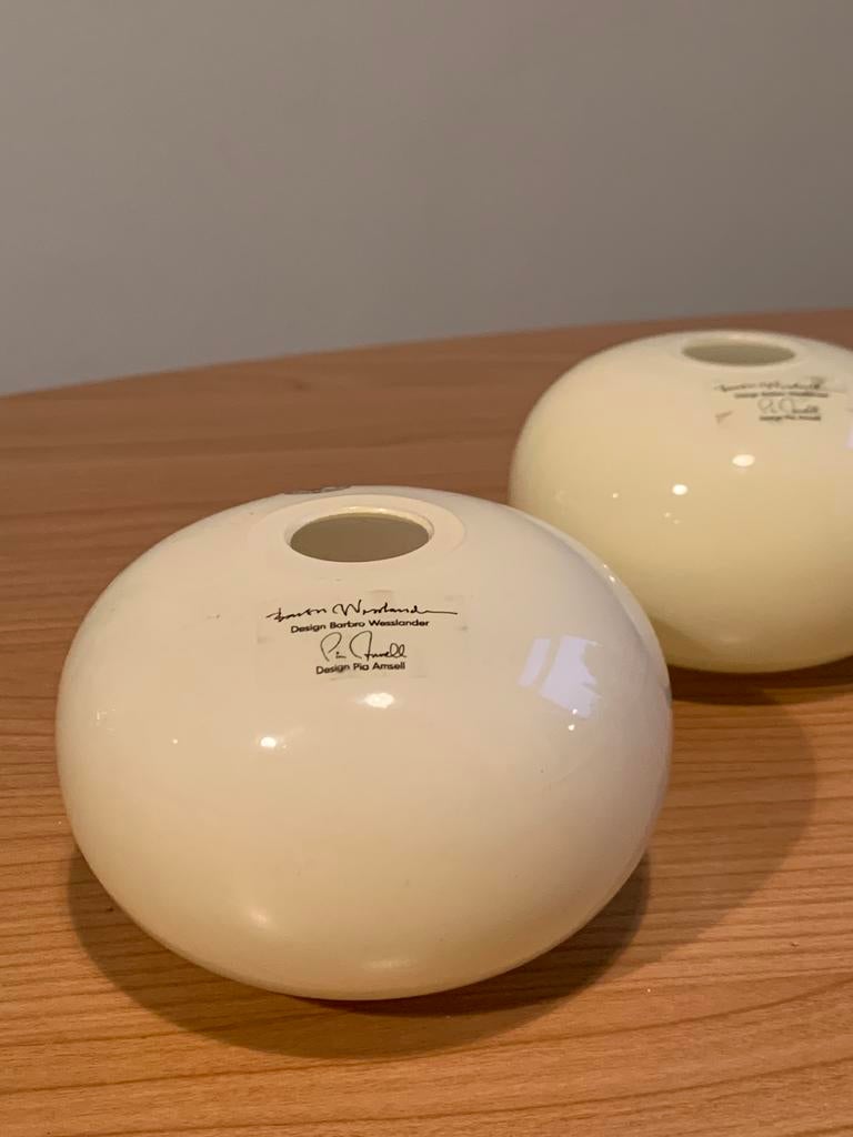 2 x Vintage handgeblazen bolvormige vaasjes voor Ikea, Ophalen of Verzenden