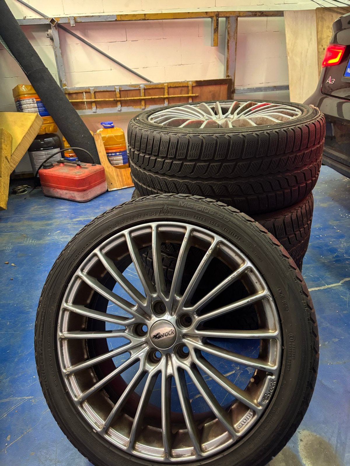 Brock B24 8x18 inch velgen met winterbanden steekmaat 5x112, 18 inch, Banden en Velgen, Gebruikt, 245 mm