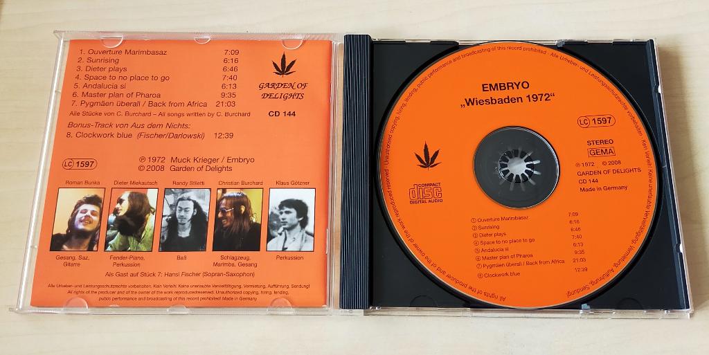 Embyro - Wiesbaden 1972 CD 1972/2008 Krautrock, Ophalen of Verzenden, Zo goed als nieuw