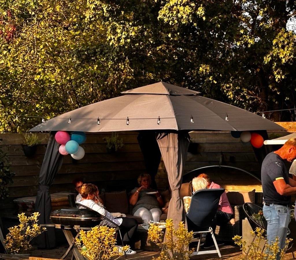 Partytent met stevig frame, hoezen aan vervanging toe, Tuin en Terras, Gebruikt, Partytent, Minder dan 4 meter, 2 meter of meer