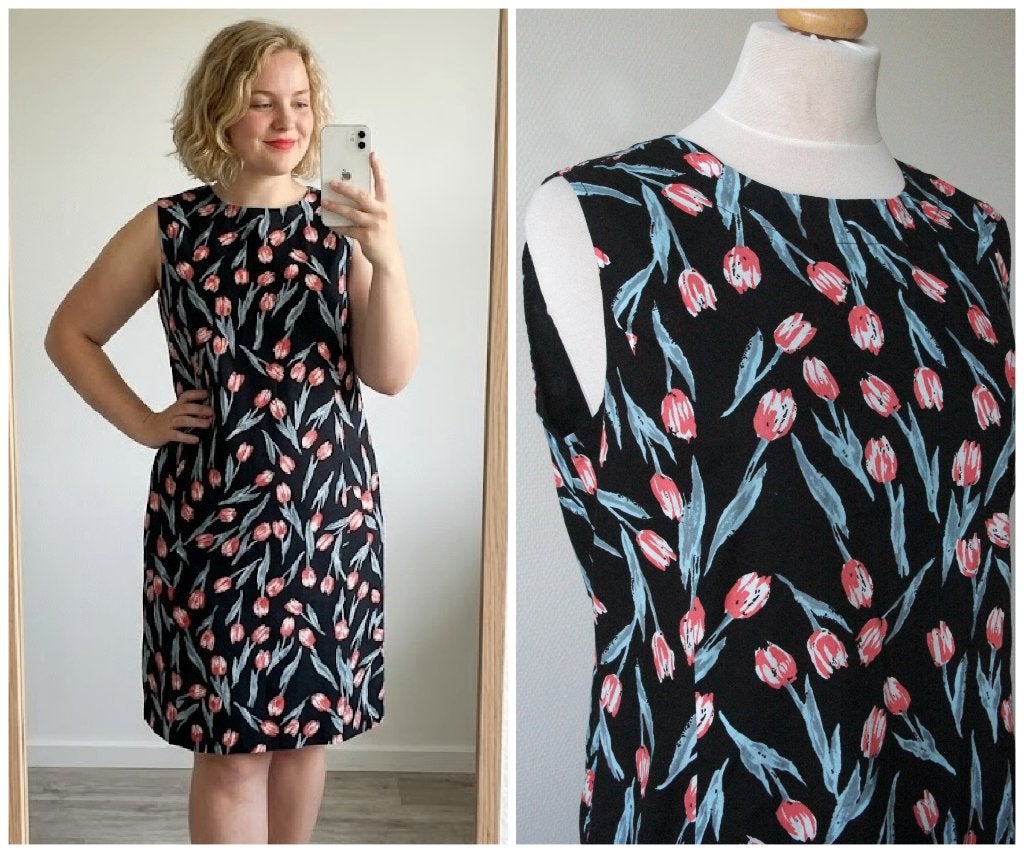 Susskind - NIEUW - prachtige jurk met tulpen - zwart maat XL, Kleding | Dames, Verzenden, Zwart, Maat 46/48 (XL) of groter, Nieuw