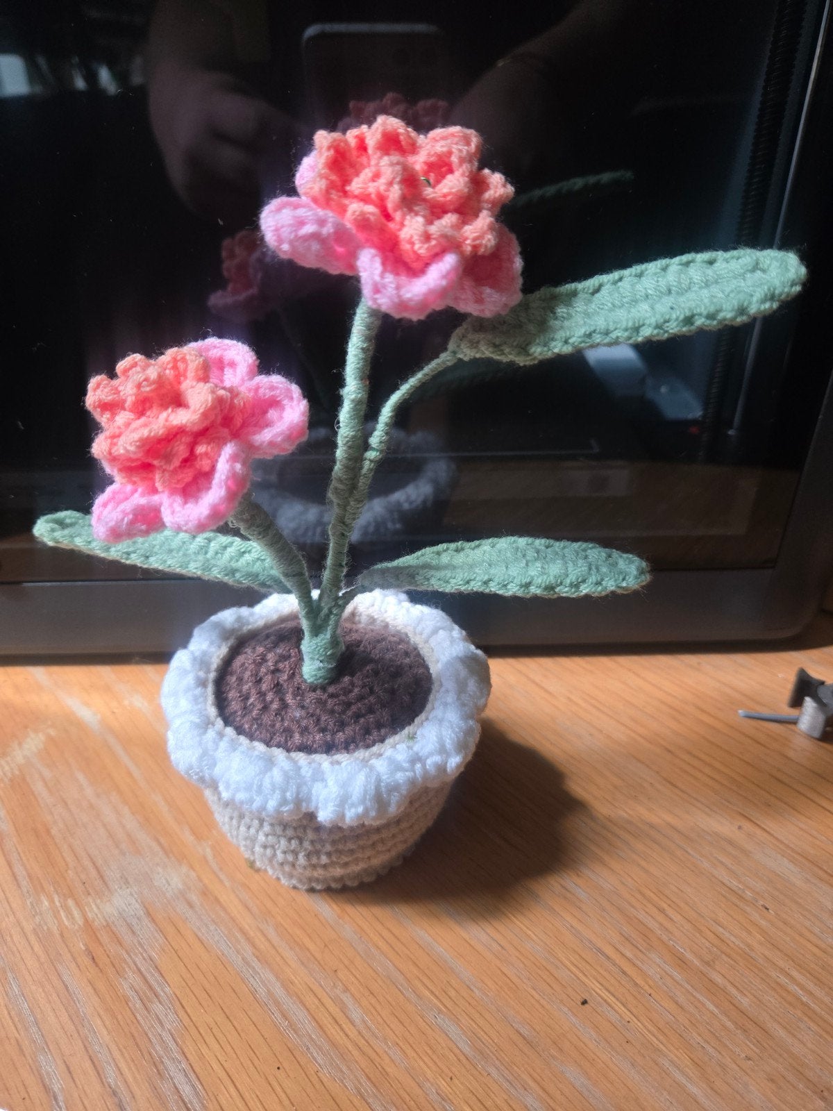 Handgemaakte gehaakte bloempot met bloemen, Handgemaakt, Textiel, Nieuw, Meerkleurig