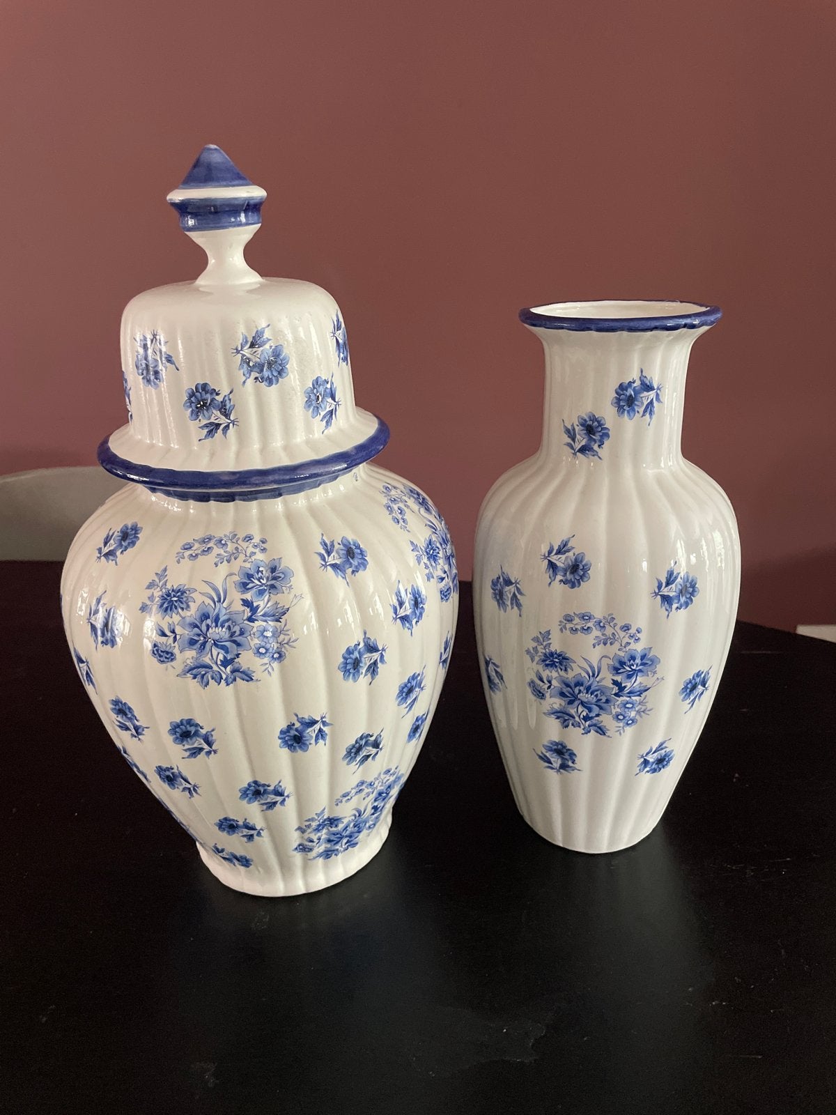 Delfts blauw vazen set - vaas en pot met deksel, Antiek en Kunst, Antiek | Vazen, Ophalen