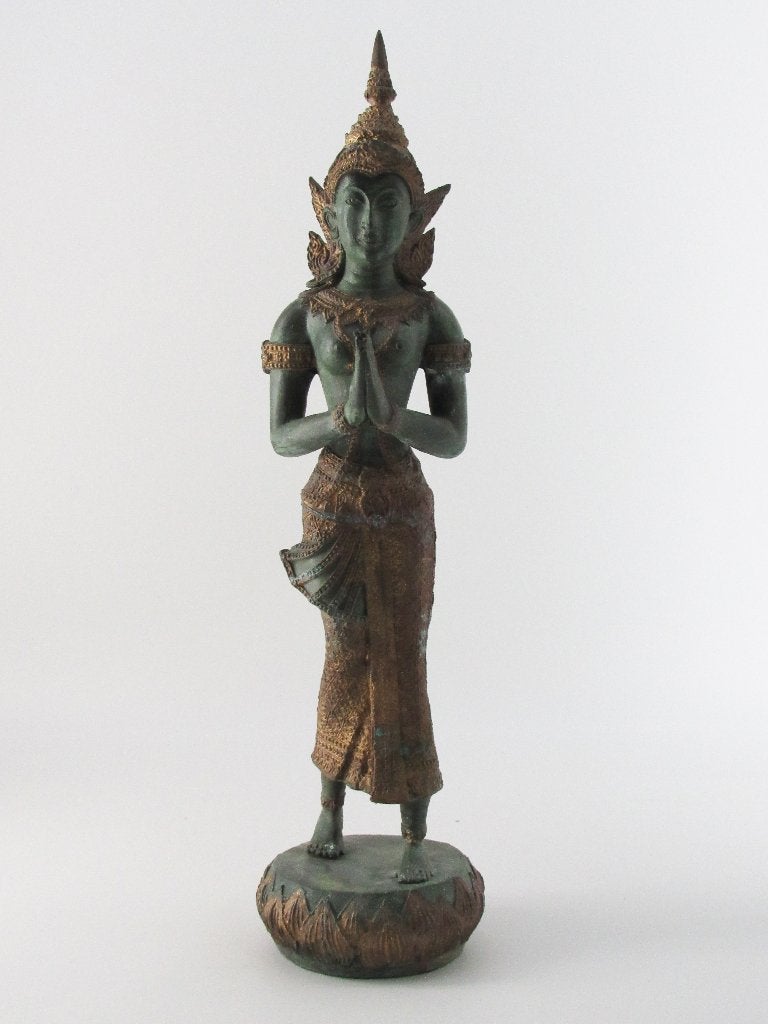 Brons beeld van Thaise tempelwachter (staand), Handgemaakt, Ophalen of Verzenden, Brons, 20 - 50 cm