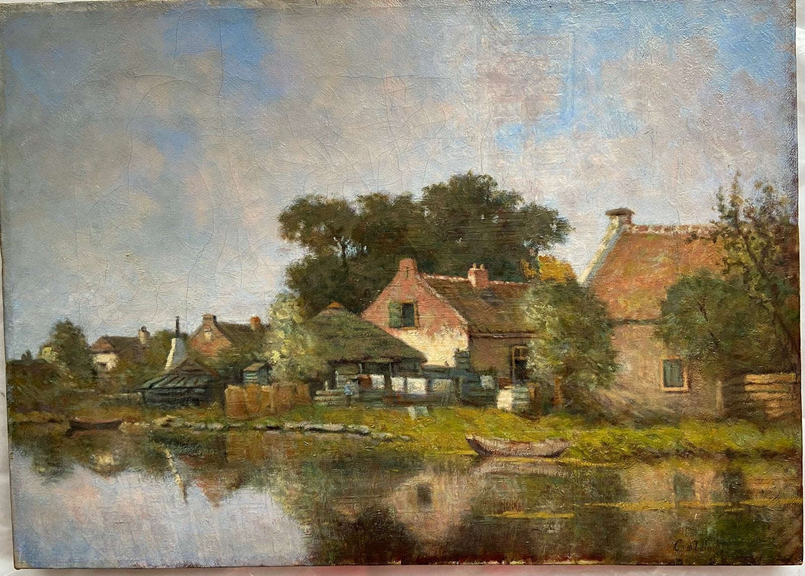 Hollands Landschap Leidse School, Doek, Impressionistisch, Ophalen of Verzenden, Landschap