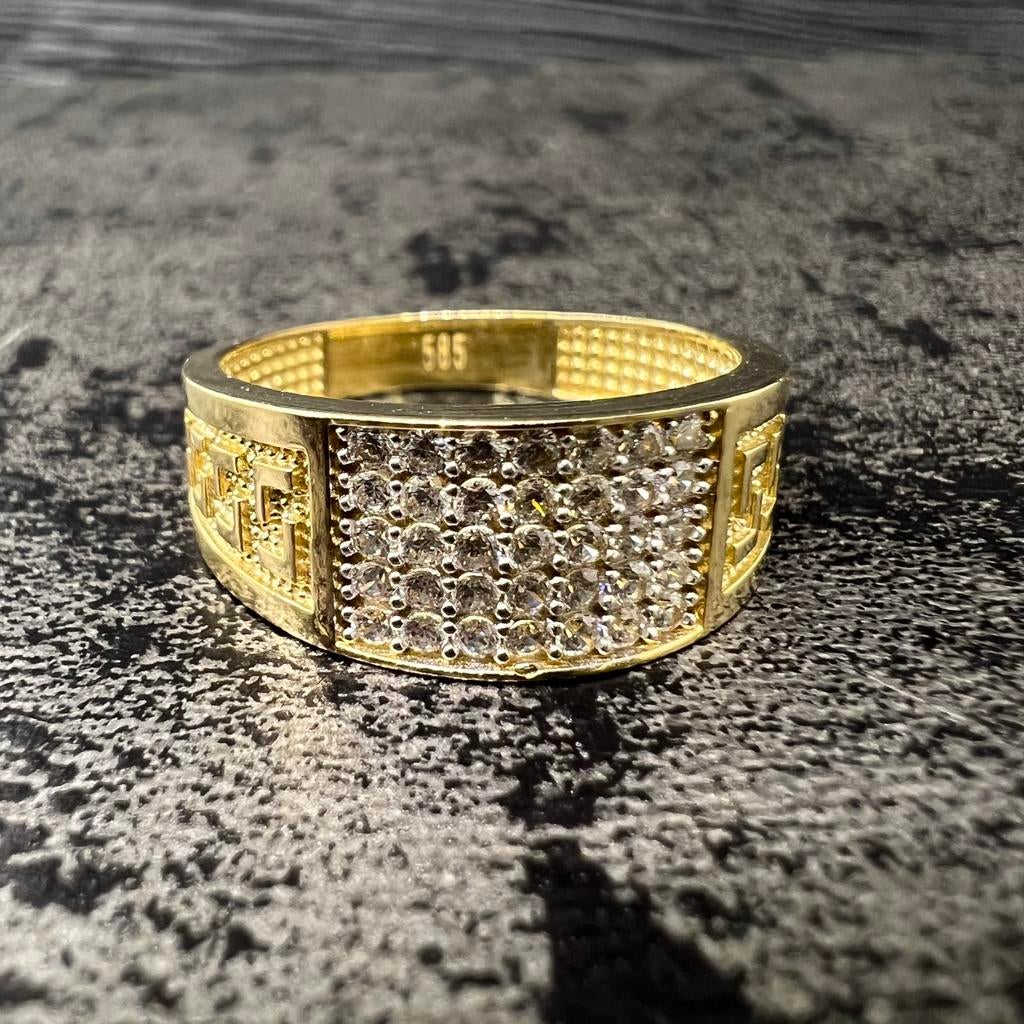 14k gouden ring prachtig model versace, Ophalen of Verzenden, Zo goed als nieuw, Goud, Dame