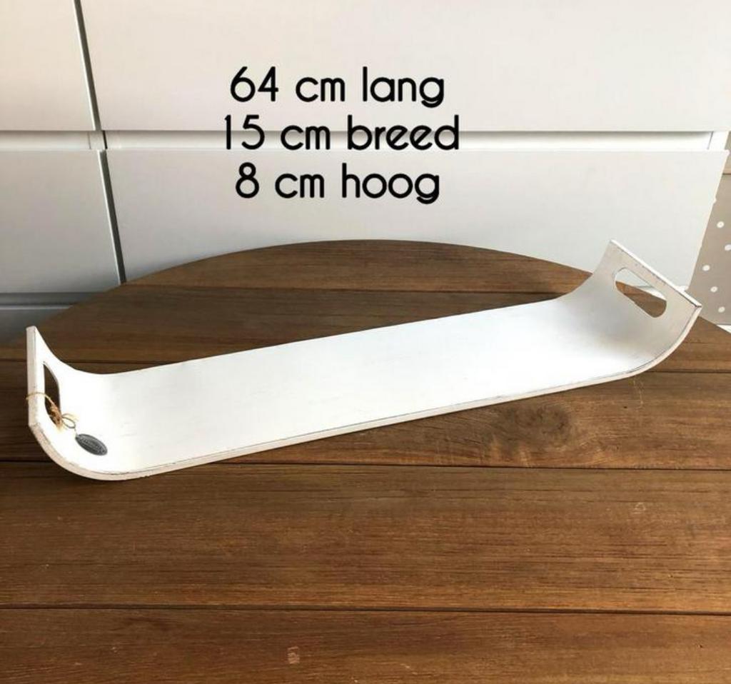 Riverdale Decoratieve metalen schaal - wit, 64 cm lang, Ophalen of Verzenden, Gebruikt, Overige vormen, Metaal