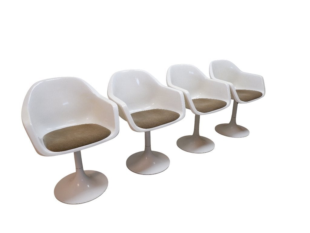 Set van 4 draaibare kuipstoelen, jaren 70, Ophalen, Wit, Vintage, Rijksstraatweg 37 Wilp