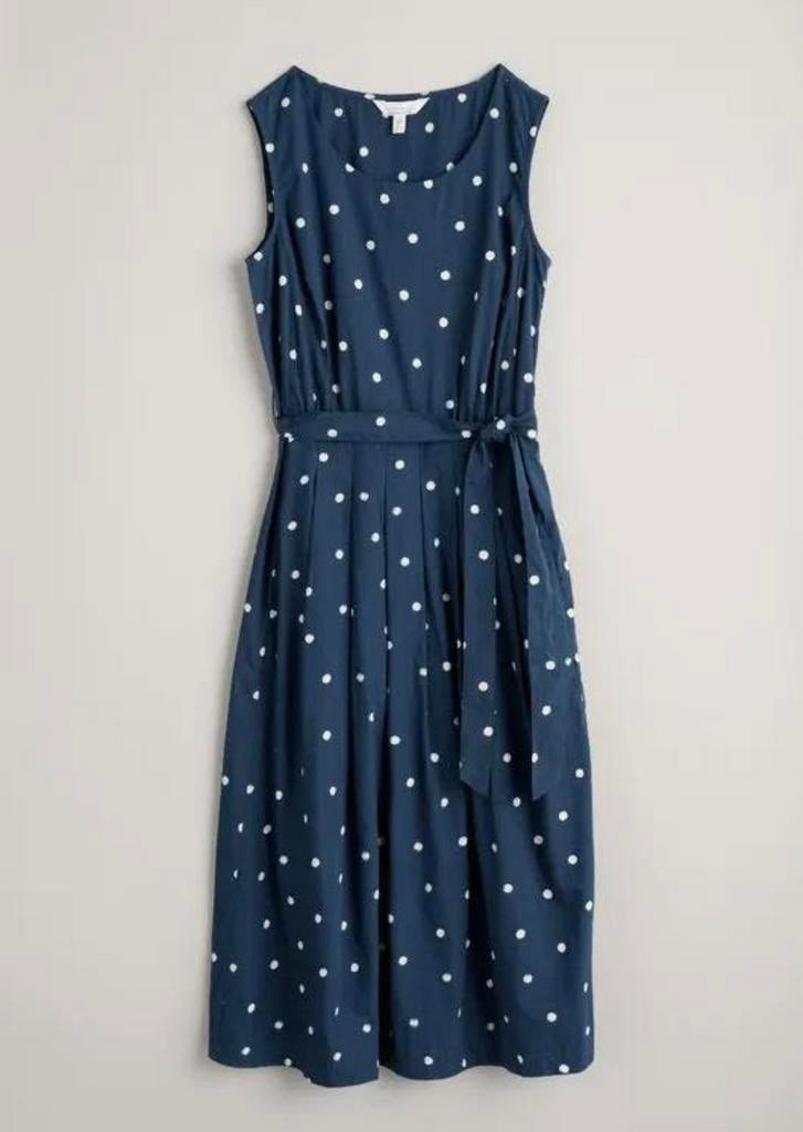 Seasalt Cornwall Womens Navy Cotton Pencil Woven Midi Dress, Blauw, Maat 46/48 (XL) of groter, Nieuw, Ophalen of Verzenden
