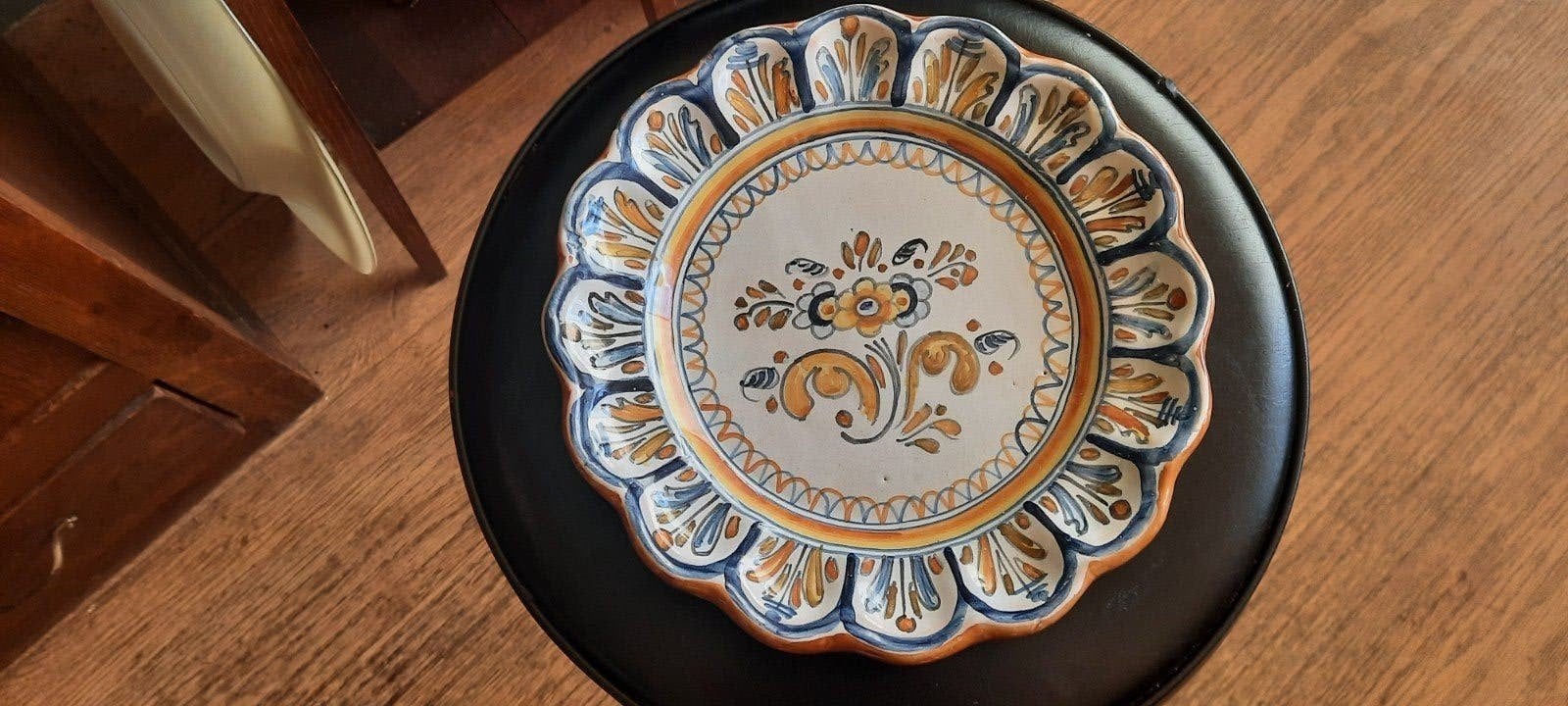 Antiek majolica wandbord- handbeschilderd,Talavera,Spanje, Ophalen of Verzenden