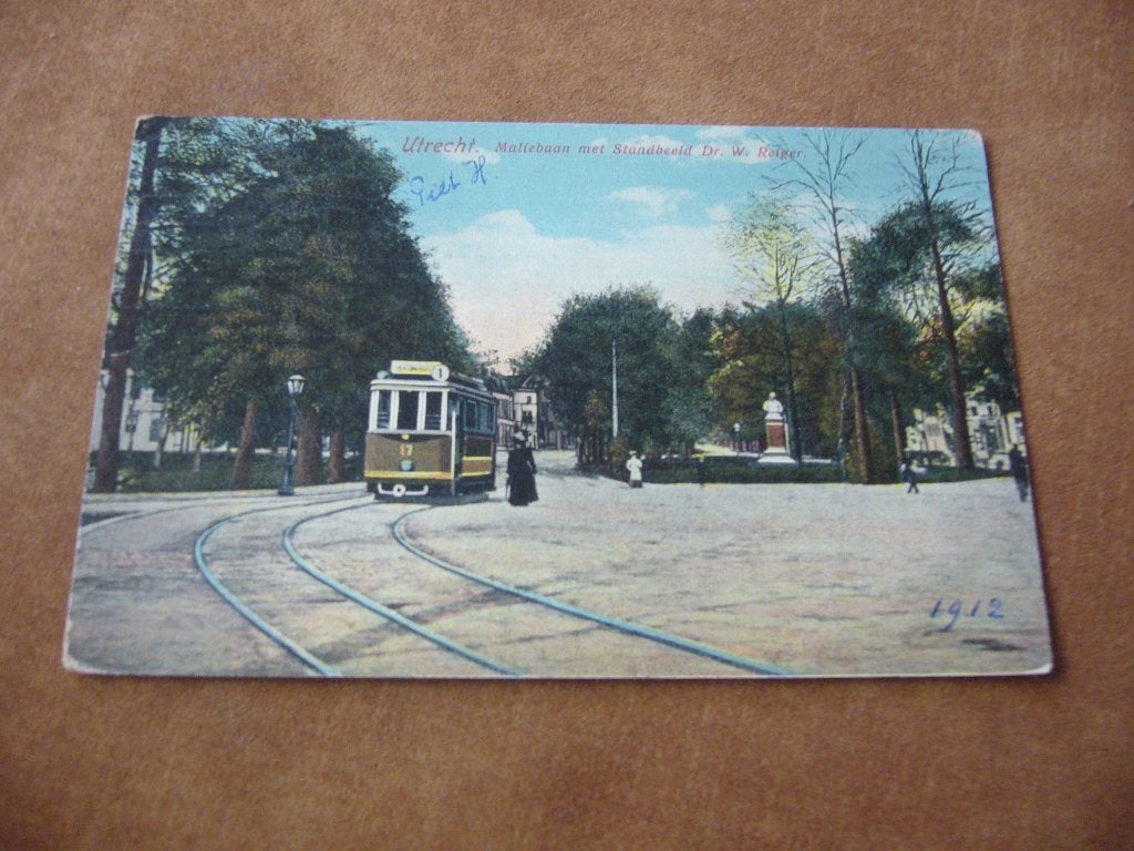 UTRECHT  =  MALIEBAAN EMT STANDBEELD DR. W. REIGER  1912, Ophalen of Verzenden, Voor 1920, Gelopen, Utrecht
