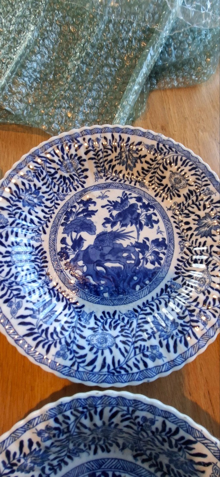 Set van 6 antieke kangxi stijl blauw-witte borden, Ophalen of Verzenden