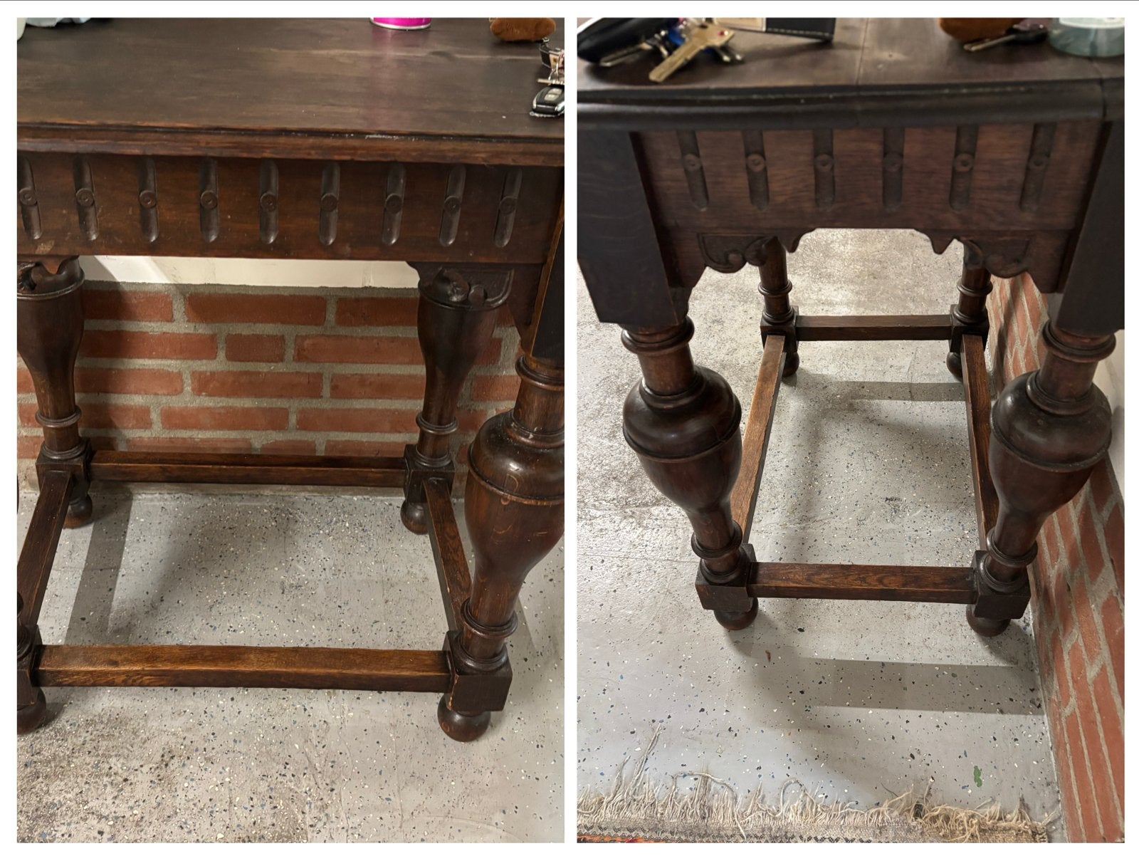 Antieke houten tafel met gedraaide poten, Ophalen