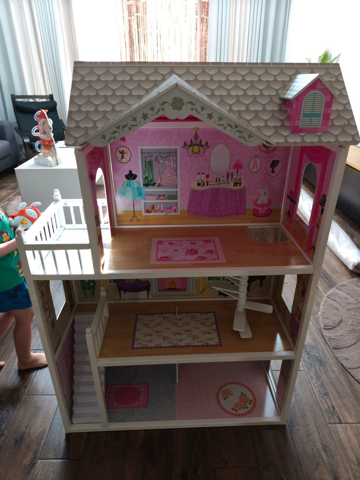 Barbiehuis Angels en bandits roze, Kinderen en Baby's, Speelgoed | Poppenhuizen, Ophalen, Zo goed als nieuw, Poppenhuis