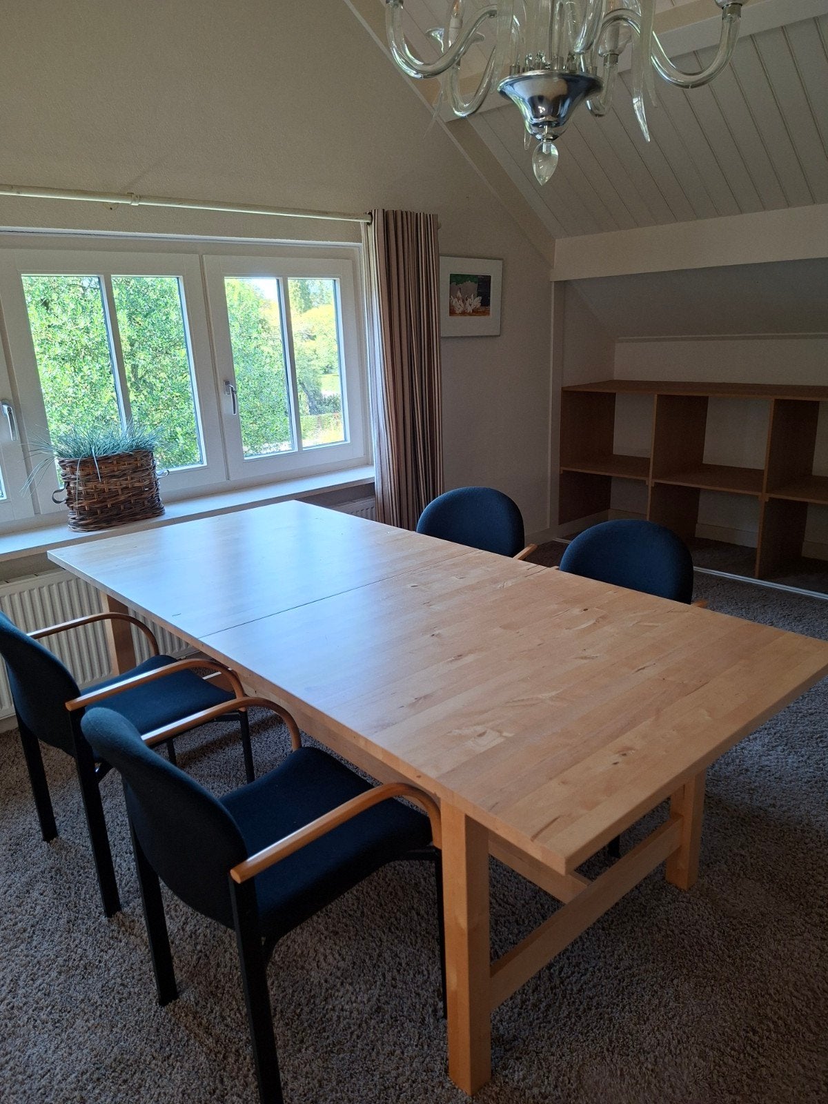 houten, grote verlengbare eethoektafel, Huis en Inrichting, Tafels | Eettafels, Ophalen, Gebruikt, 200 cm of meer, 50 tot 100 cm