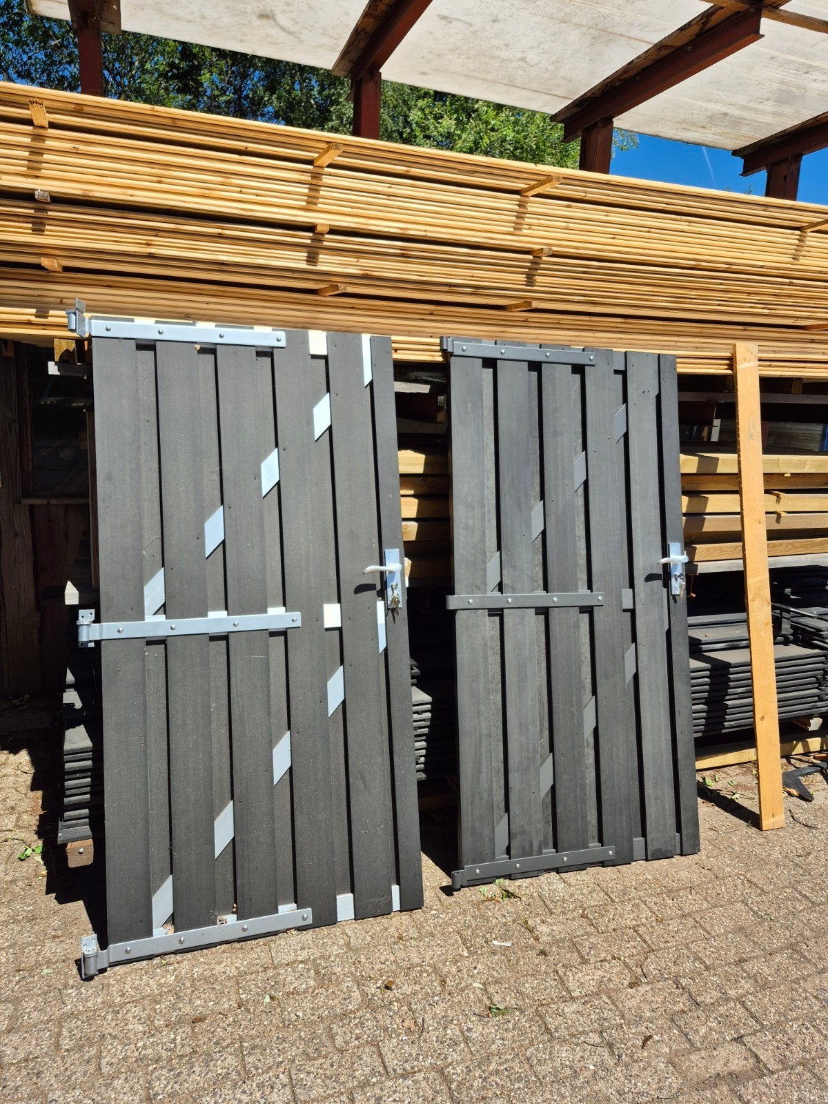 90x180cm composiet met aluminium poort / schutting deur, Tuin en Terras, Schuttingen, Nieuw, Aluminium, 1 tot 2 meter, Minder dan 3 meter