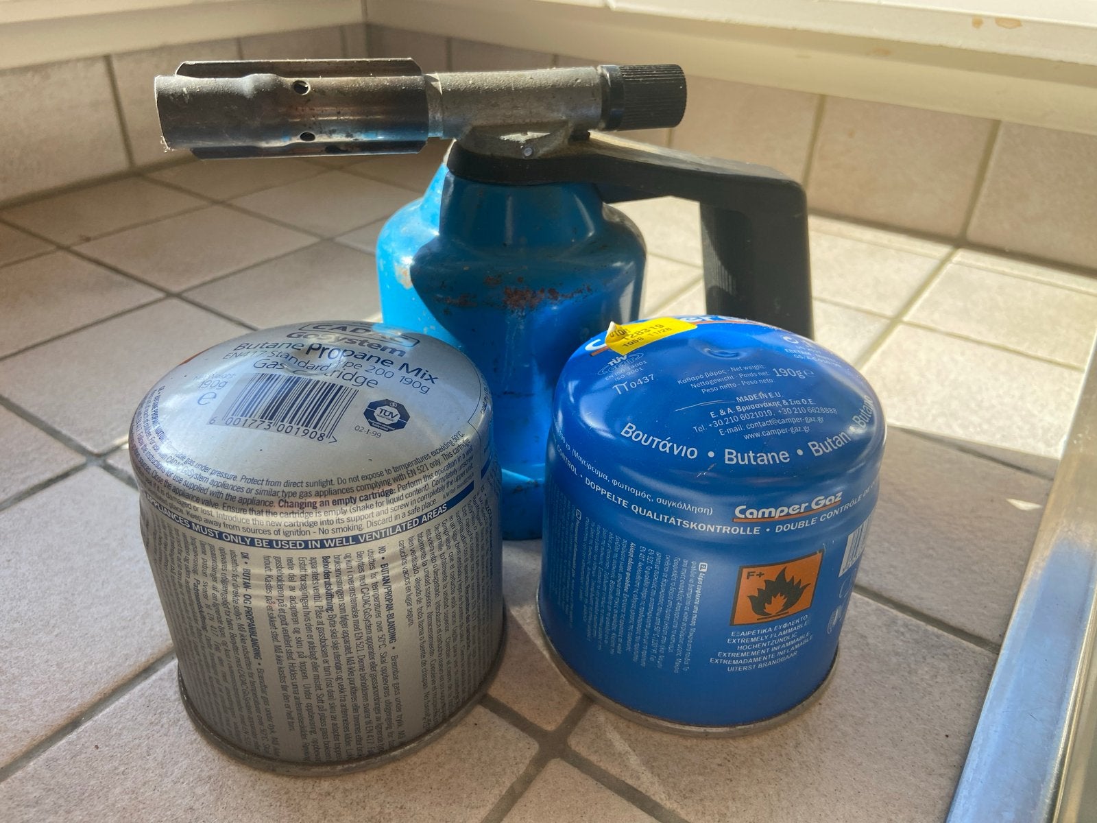 Gasbrander met gaspatronen, Ophalen, Gebruikt