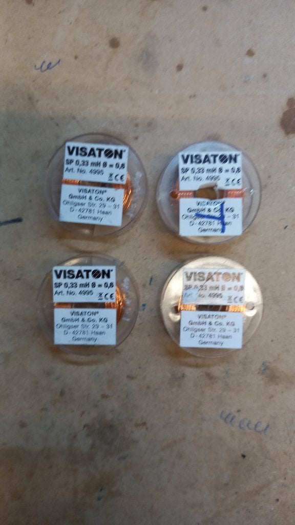 4 x Visaton audio luchtspoel 0.33mh - 0.90ohm - draad 0.6mm, Overige merken, Stereo speakers, Basreflex, 120 tot 150 watt