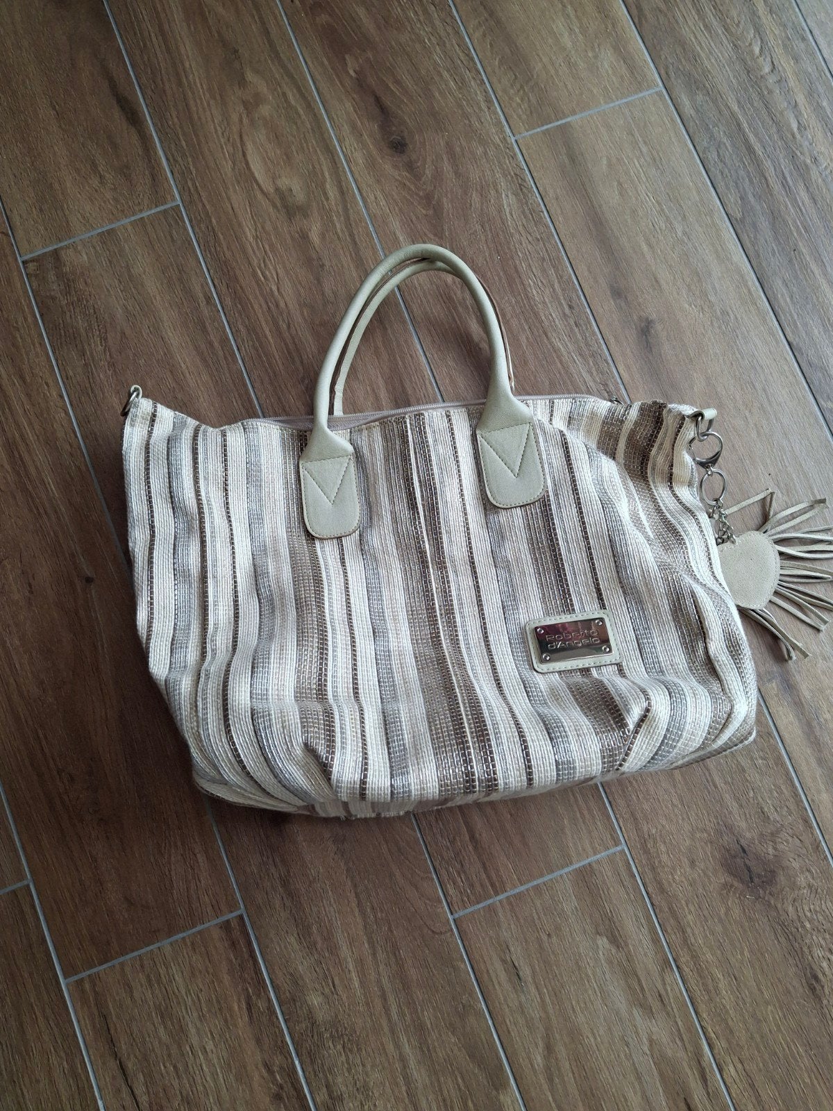Roberto d'Angelo gestreepte shopper/totebag, Ophalen of Verzenden, Gebruikt, Beige, Shopper