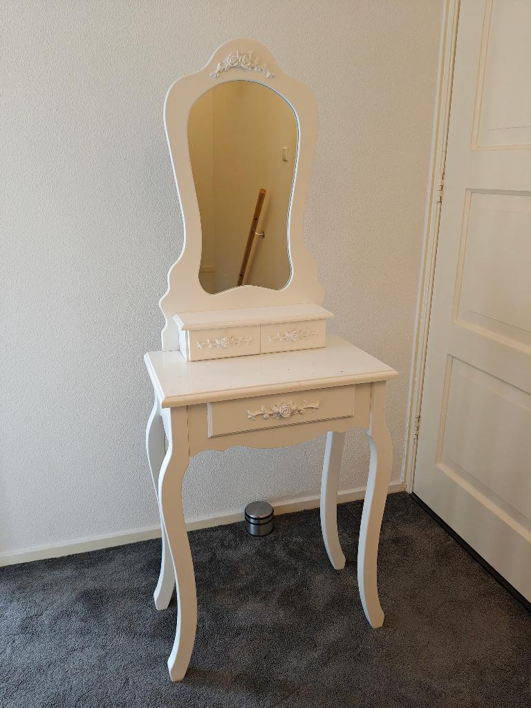 Witte kinder make-up tafel / kaptafel met spiegel, Ophalen, Gebruikt, 50 tot 100 cm, Minder dan 100 cm