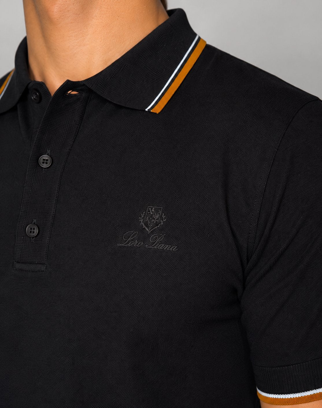 Loro Piana polo shirt tshirt zwart wit, Ophalen of Verzenden, Zo goed als nieuw, Zwart