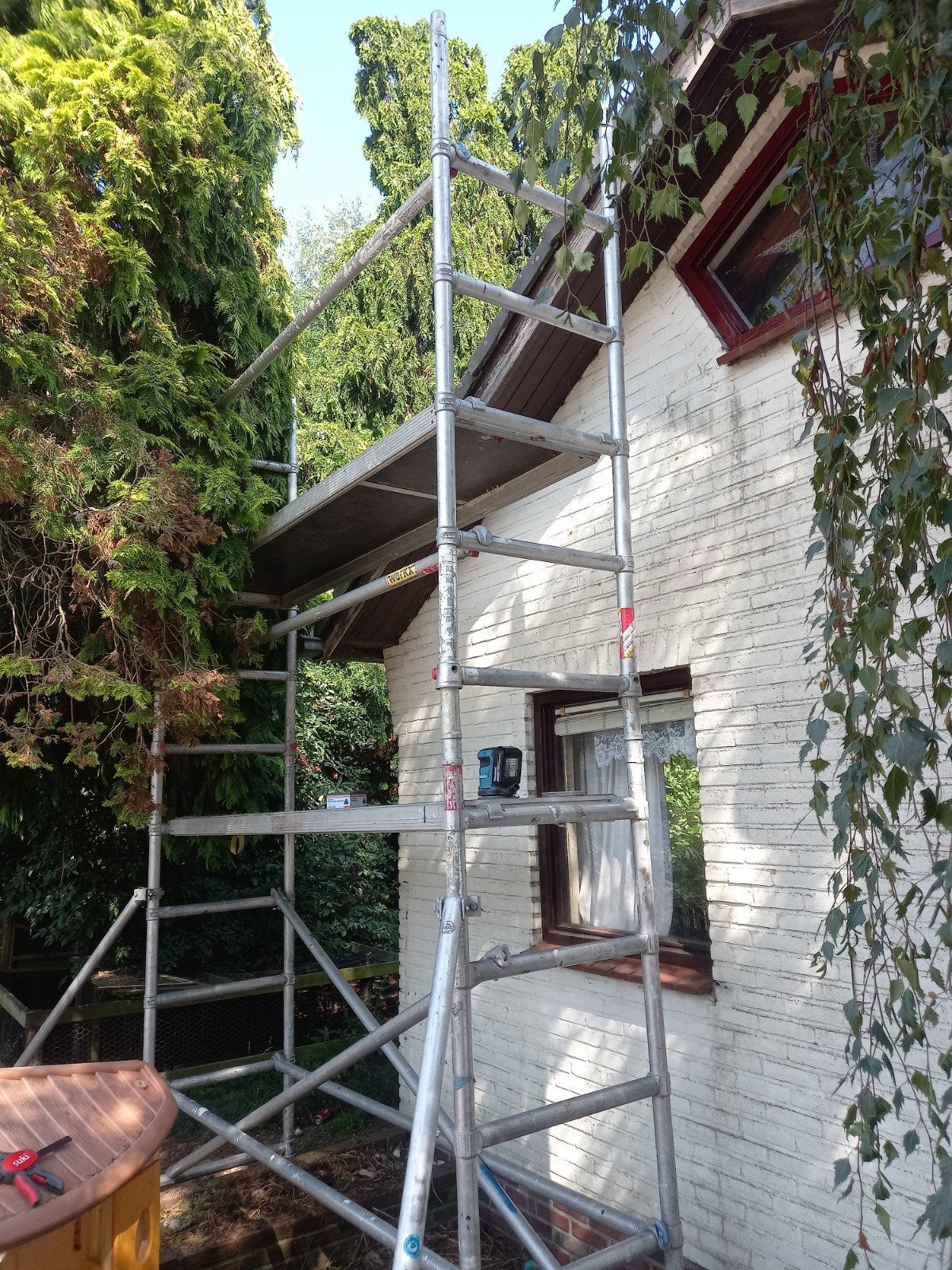 rolsteiger drie hoog, Doe-het-zelf en Verbouw, Ophalen, Gebruikt, Rolsteiger of Kamersteiger, 5 meter of hoger
