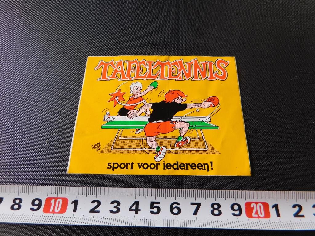 sticker strip Rob Gorter TAFELTENNIS sport voor iedereen !, Verzamelen, Ophalen, Zo goed als nieuw