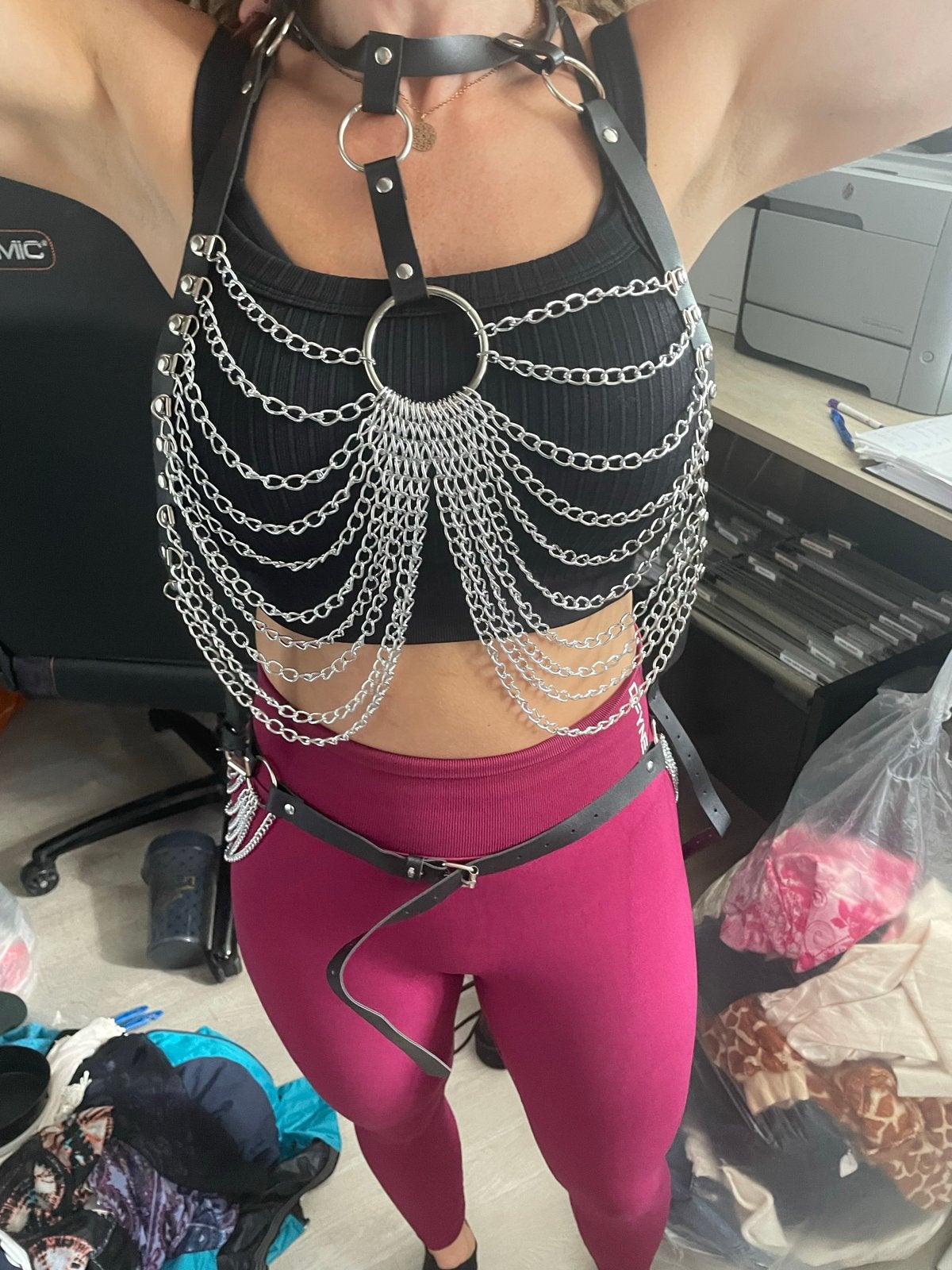 verstelbaar Lingerie  Kettingen - Body Harness, Kleding | Dames, Ondergoed en Lingerie, Overige typen, Zwart, Ophalen of Verzenden