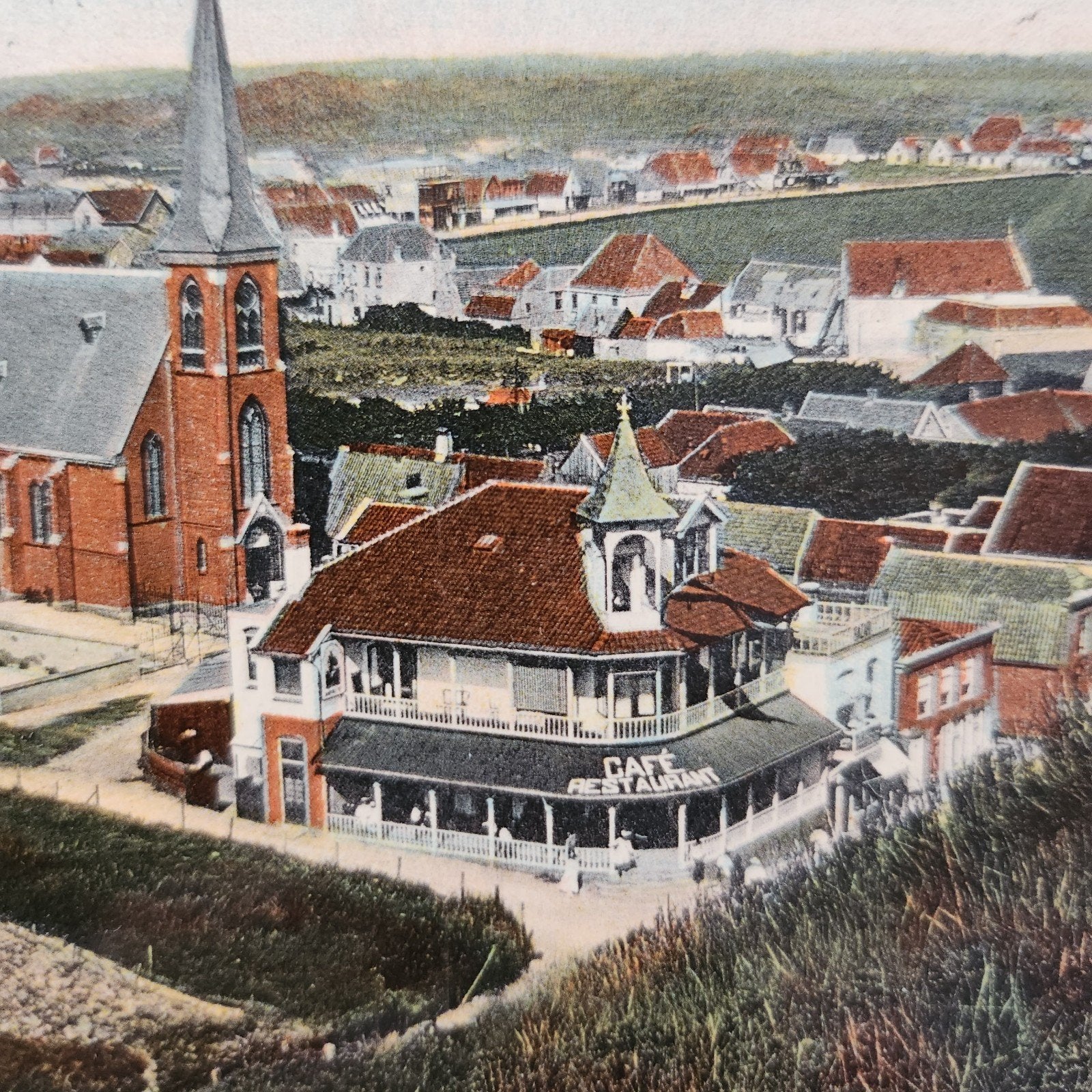 1912 Ansichtkaart Wijk aan Zee - Panorama met kerk en café, Verzenden, Voor 1920, Gelopen, Noord-Holland