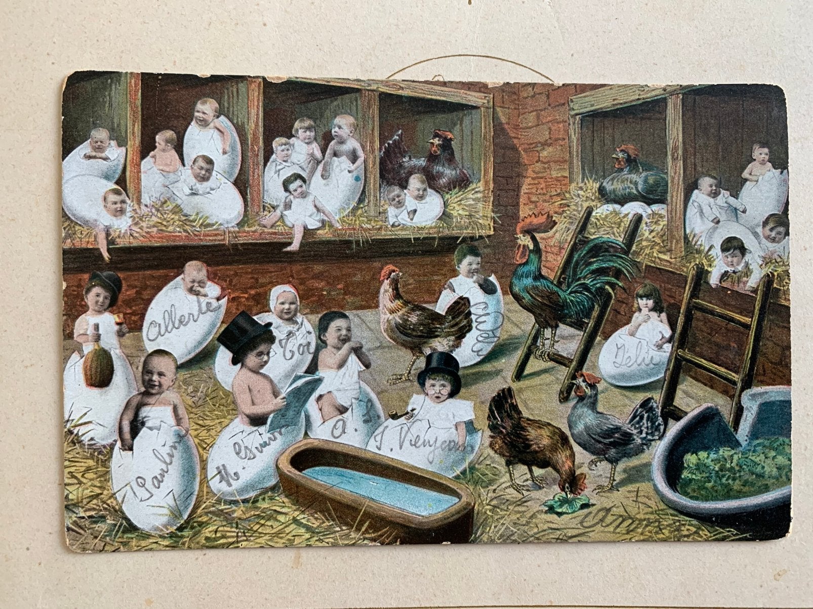 1905 Baby’s in het kippenhok (BA), Verzamelen, Ansichtkaarten | Themakaarten, Gelopen, Voor 1920, Kinderen, Ophalen of Verzenden