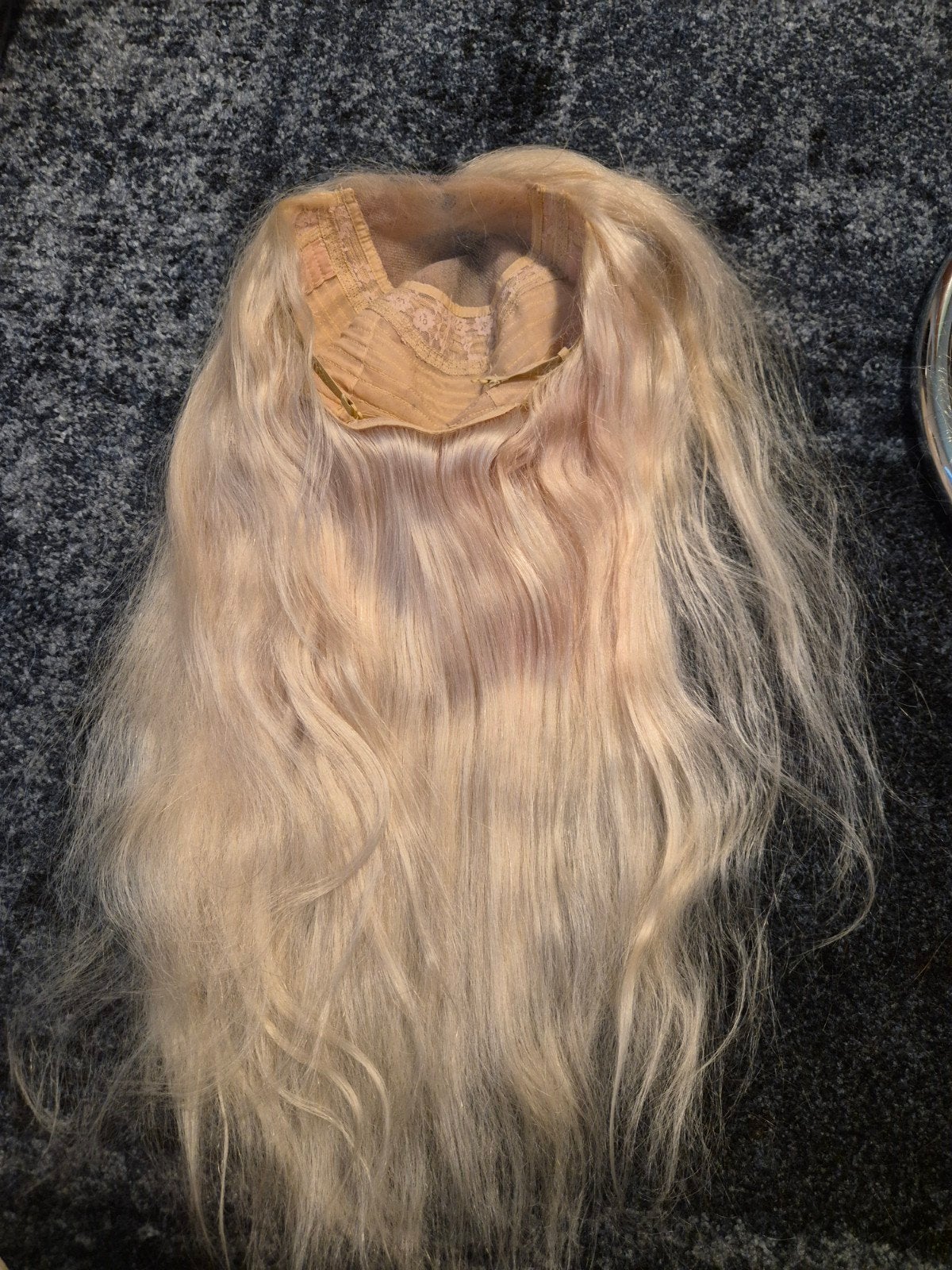 lichtblonde lace wig pruik echt haar haarwerk, Verzenden, Zo goed als nieuw, Pruik of Haarverlenging