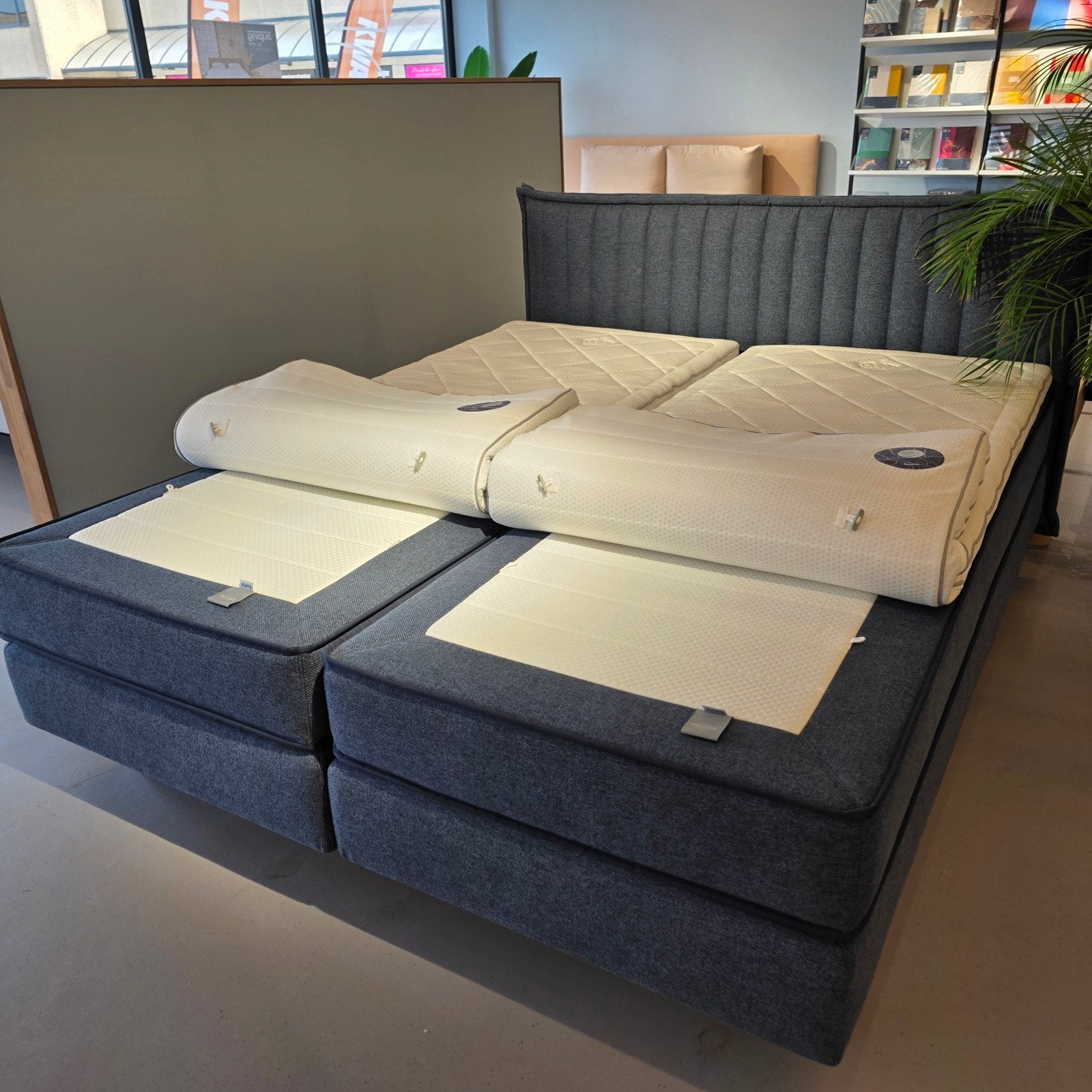 Showroom Auping Original Boxspring 180x210 +Deluxe Matrassen, 210 cm, Tweepersoons, Ophalen of Verzenden, Zo goed als nieuw