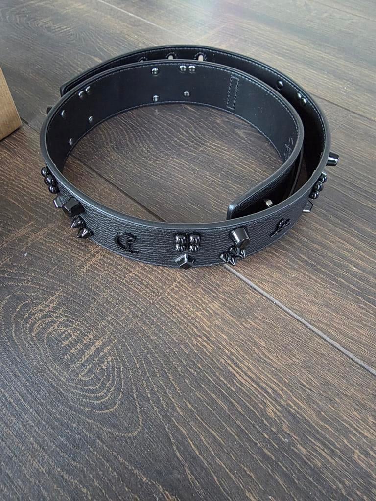 Christian Louboutin Paloma Studded Riem – Zwart/Zwart, 3 tot 5 cm, Minder dan 80 cm, Heupriem, Ophalen of Verzenden