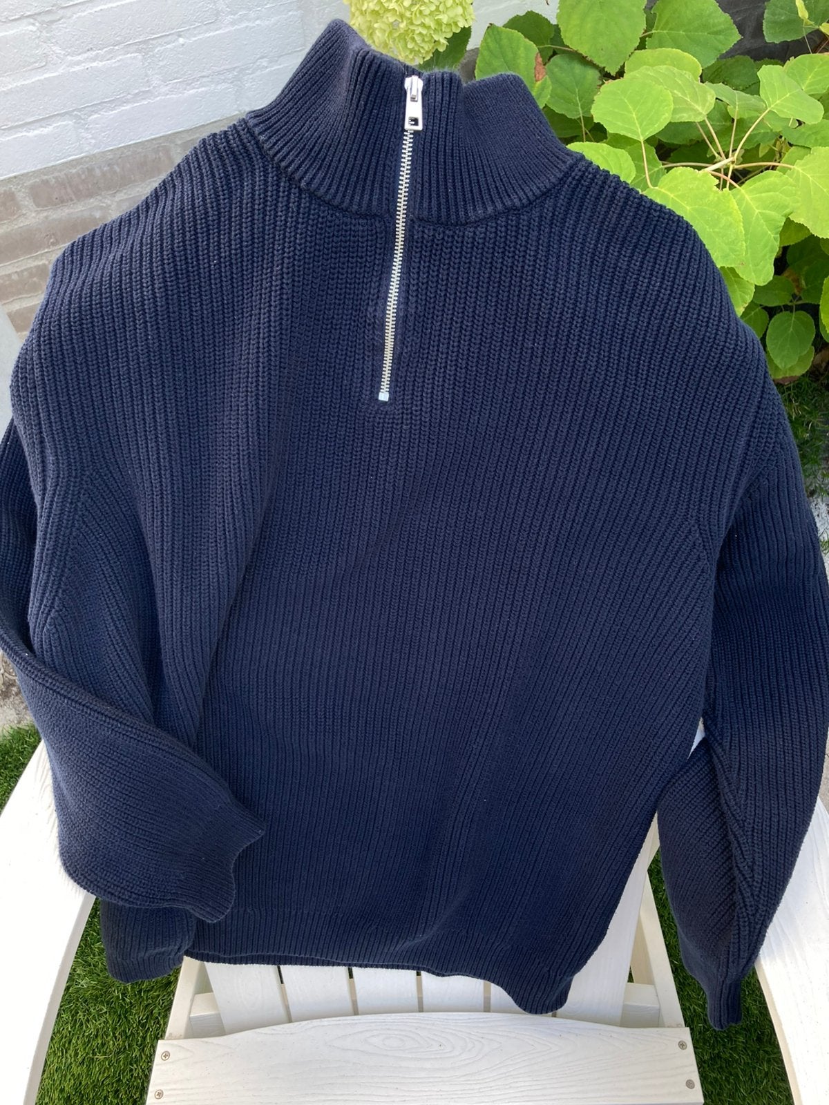 Trui parelsteek met zip schipperstrui mt XL marineblauw Zara, Ophalen of Verzenden, Gedragen, Maat 56/58 (XL), Blauw