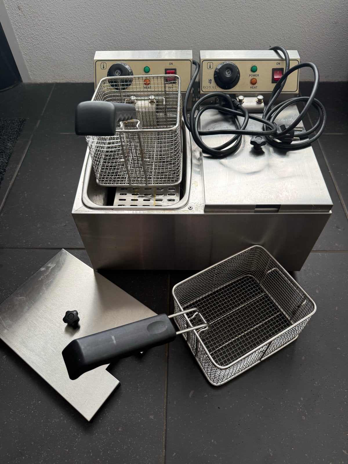 Royal Catering Duo Friteuse - RVS - 2x 4 liter, 4 liter of meer, Ophalen, Gebruikt, Duo-friteuse