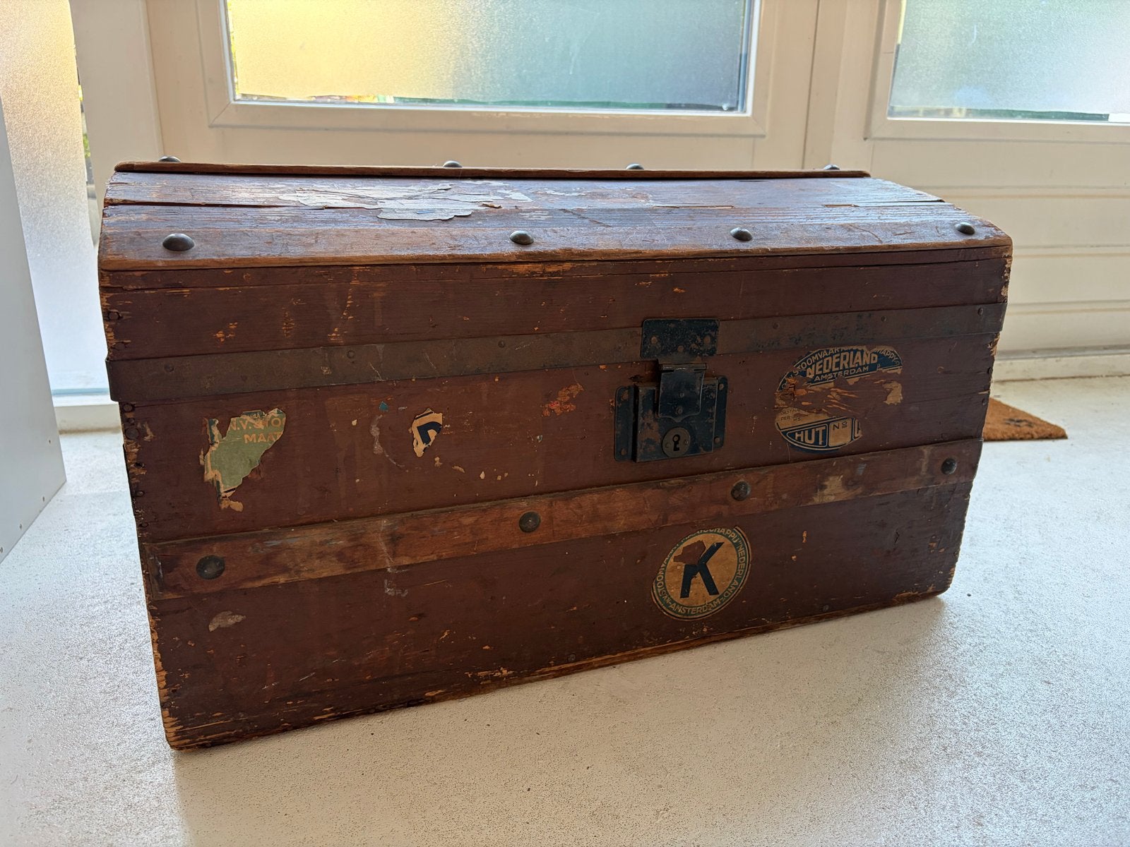 Antieke scheepskist / reiskoffer - 70x40cm, Ophalen