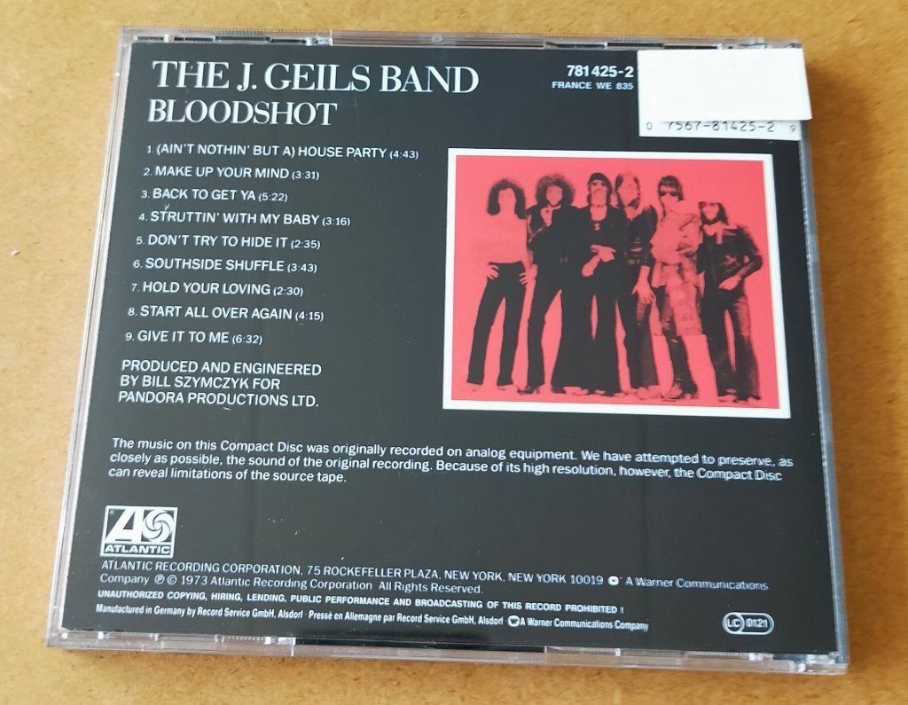 J. Geils Band - Bloodshot CD 1973/1990 USA, Ophalen of Verzenden, Zo goed als nieuw, Blues Rock
