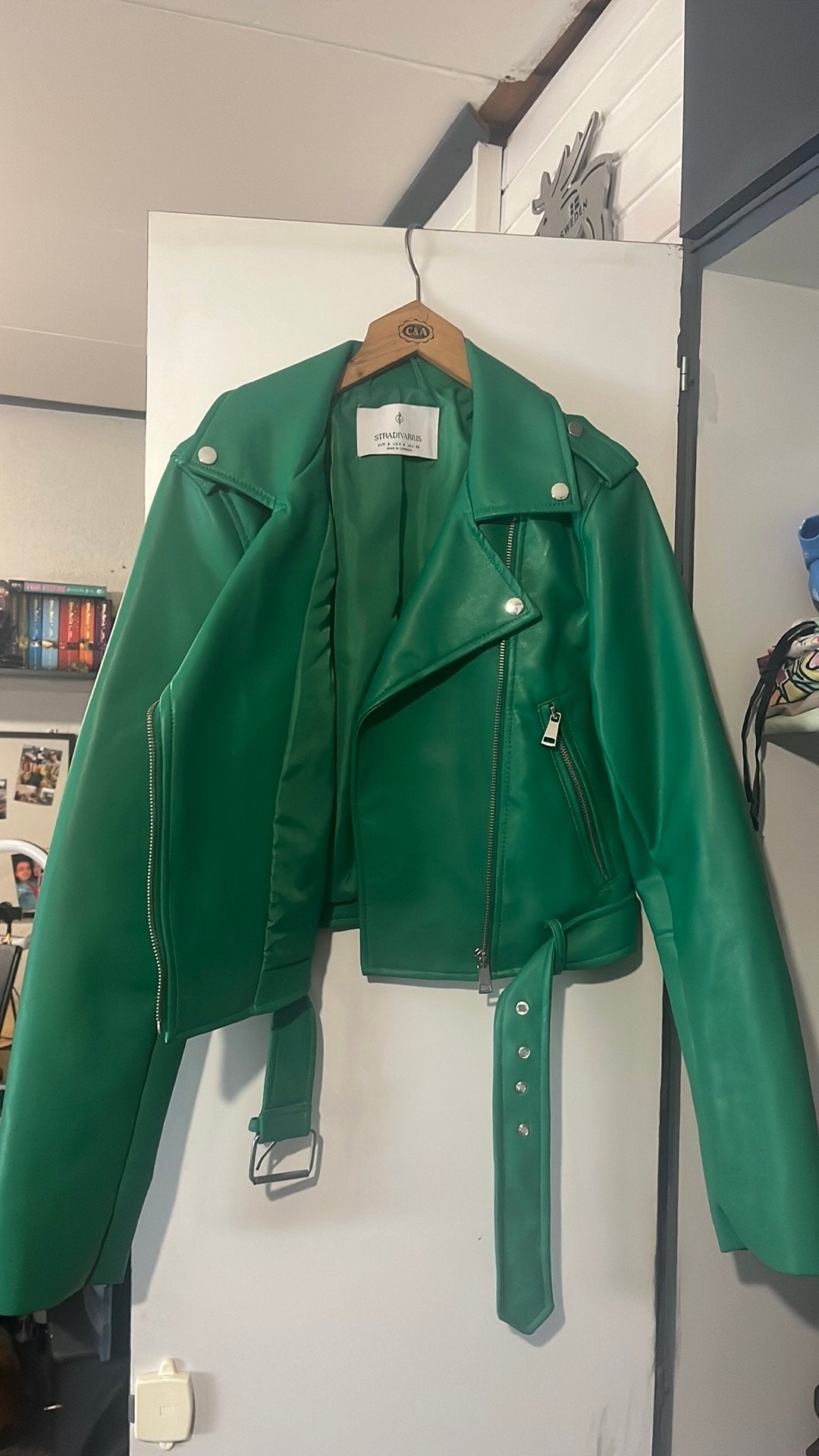 Groen leren jack, Ophalen of Verzenden, Zo goed als nieuw, Maat 36 (S), Groen